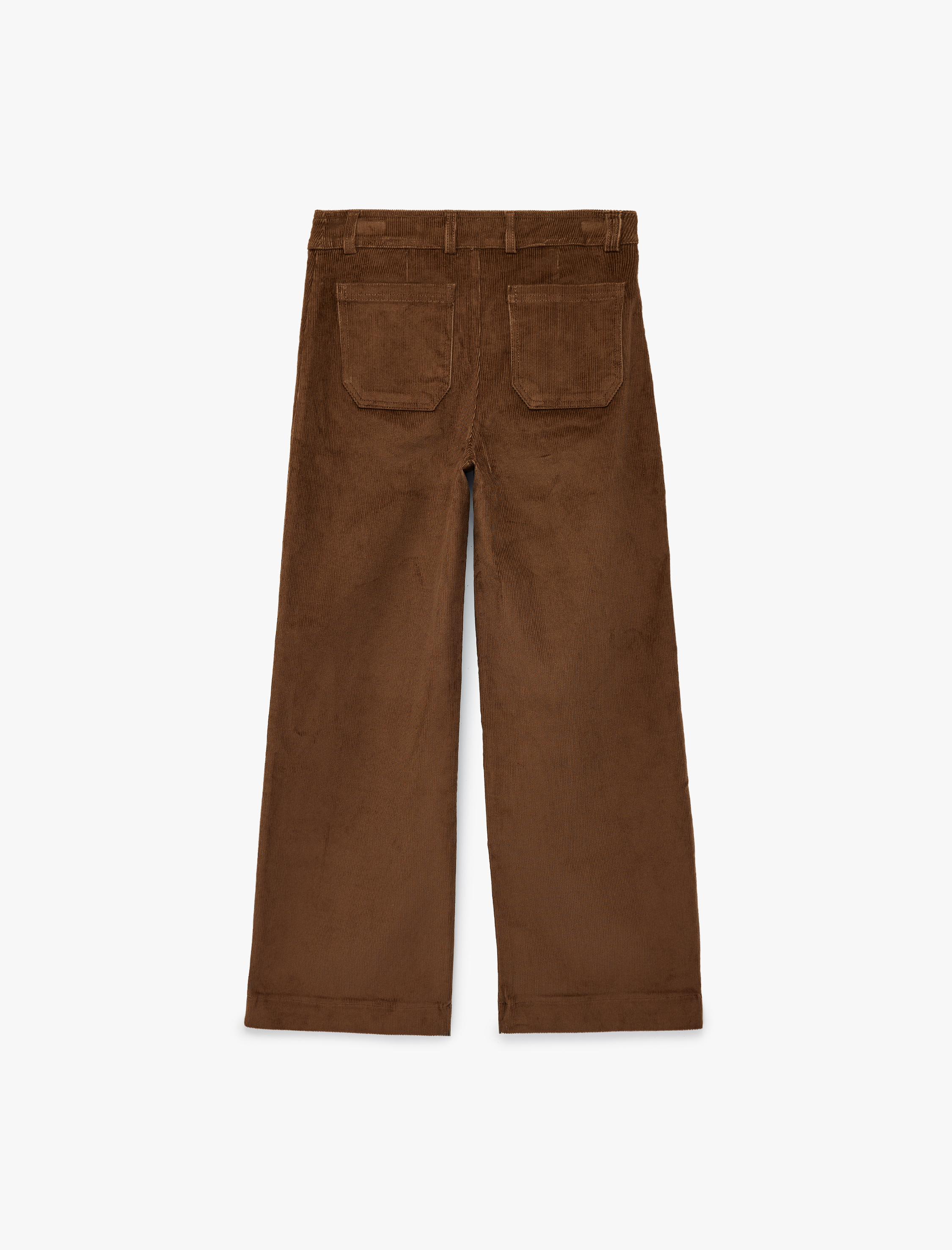   Aplike Cep Detaylı Geniş Paça Fitilli Kadife Pantolon