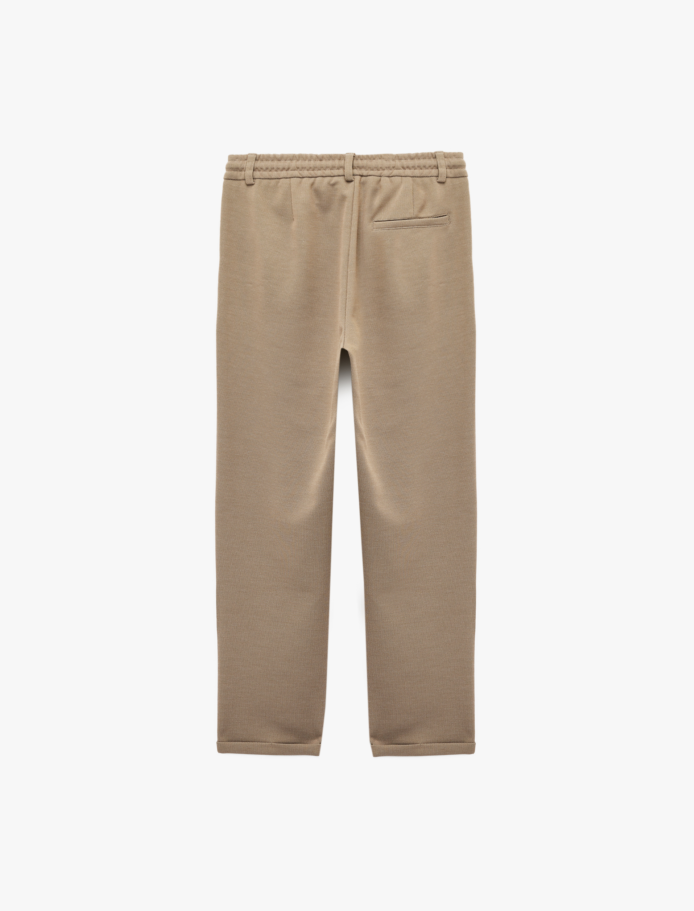   Beli Bağcıklı Düğmeli Pike Kumaş Cep Detaylı Duble Paça Slim Fit Pantolon