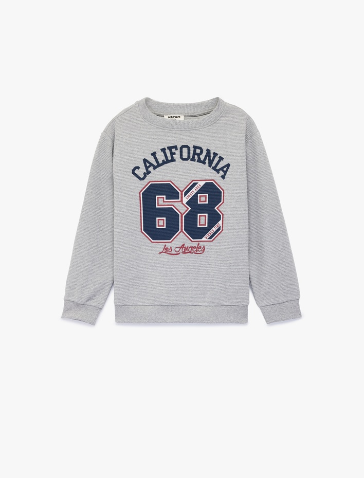 Erkek Çocuk Uzun Kollu Bisiklet Yaka Baskılı Sweatshirt