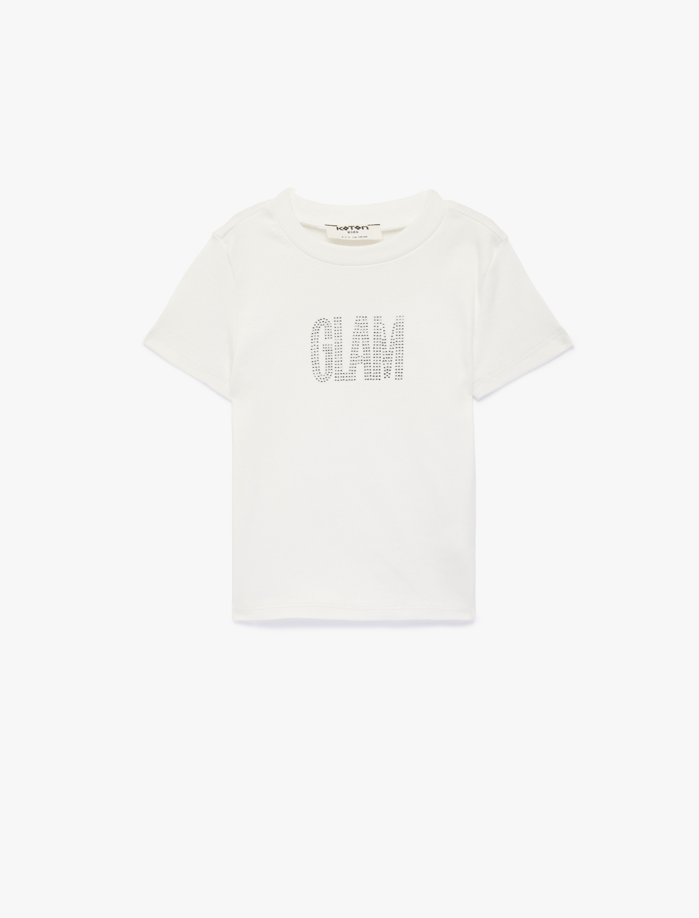  Kız Çocuk Pamuklu Kısa Kollu Bisiklet Yaka Baskılı Tişört