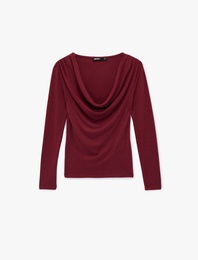 Slim Fit Koyun Yünü Karışımlı Uzun Kollu Degaje Yaka Bluz