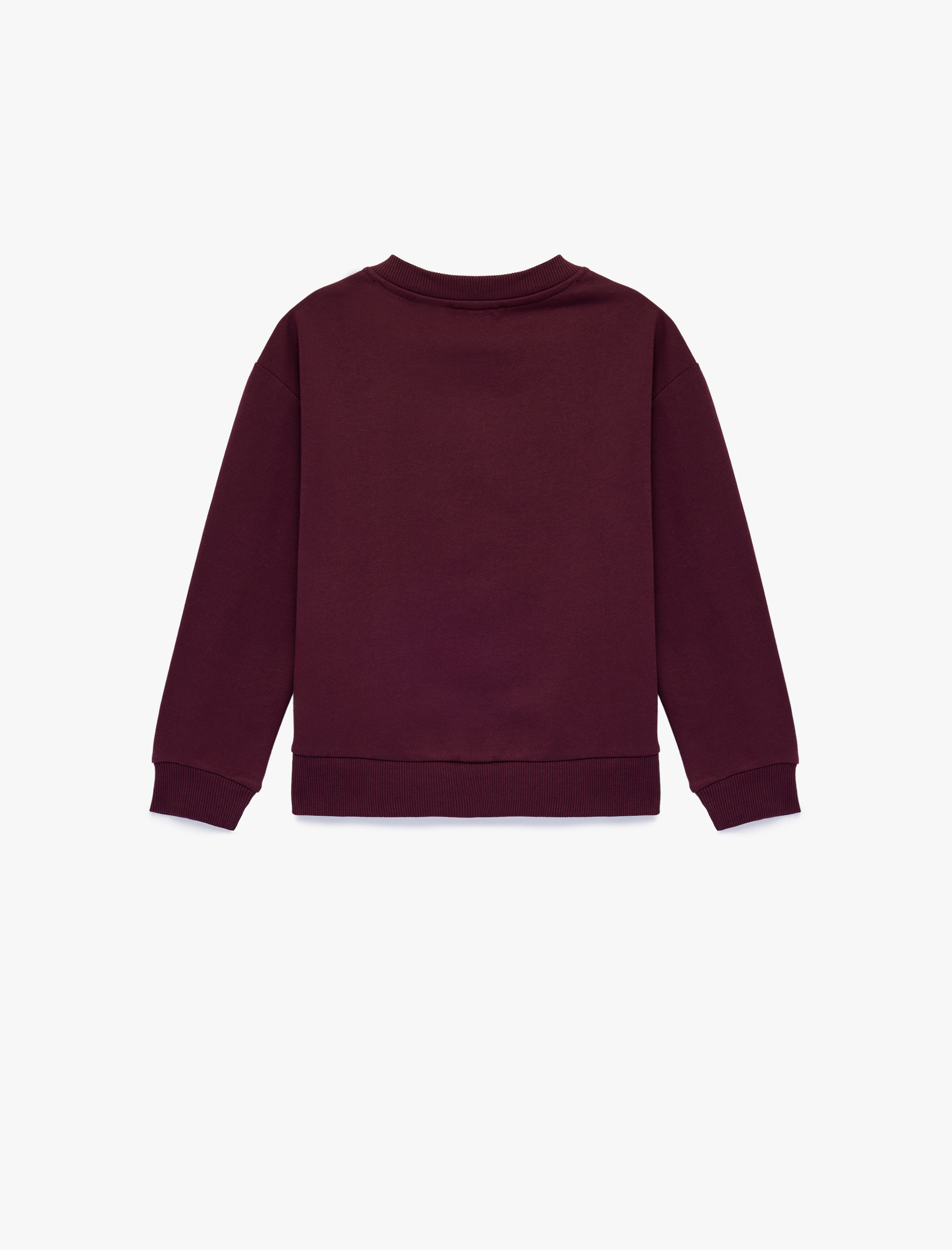  Kız Çocuk Pamuklu Uzun Kollu Bisiklet Yaka Ayıcık Baskılı Sweatshirt