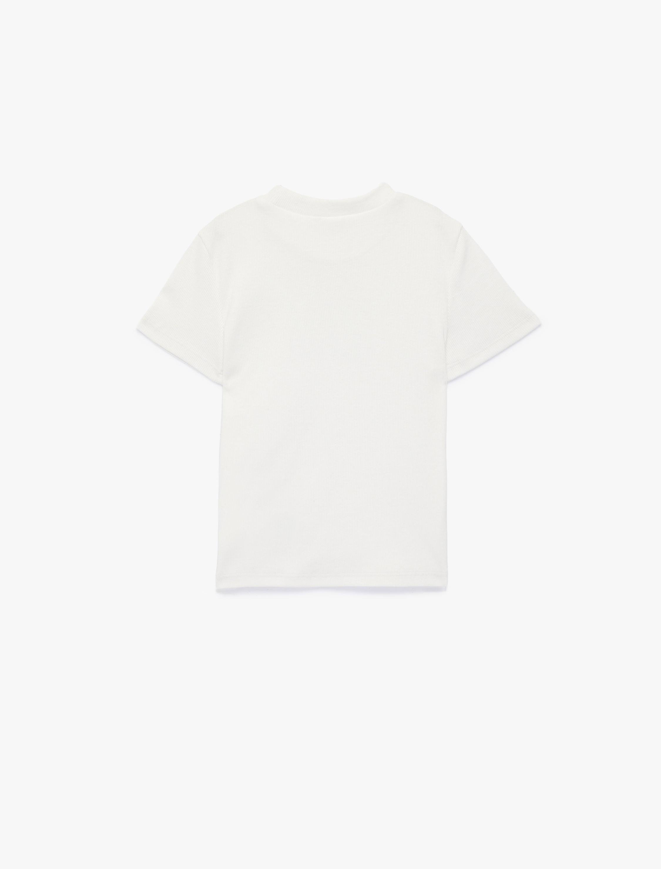  Kız Çocuk Pamuklu Kısa Kollu Bisiklet Yaka Baskılı Tişört