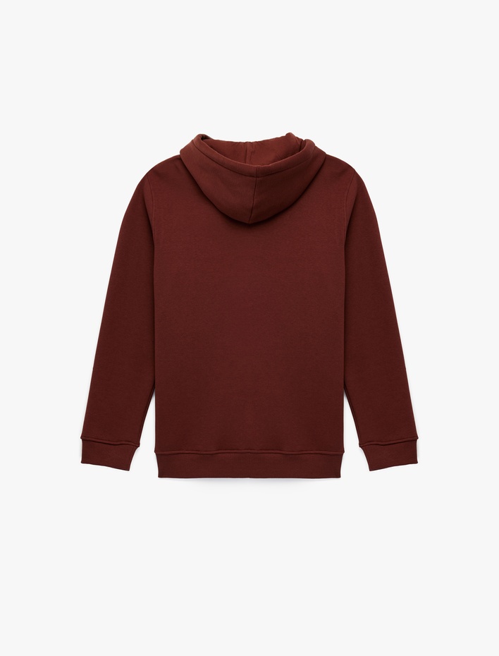  Şardonlu Uzun Kollu Basic Kapşonlu Sweatshirt