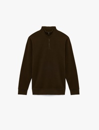 Regular Fit Uzun Kollu Yarım Fermuarlı Sweatshirt