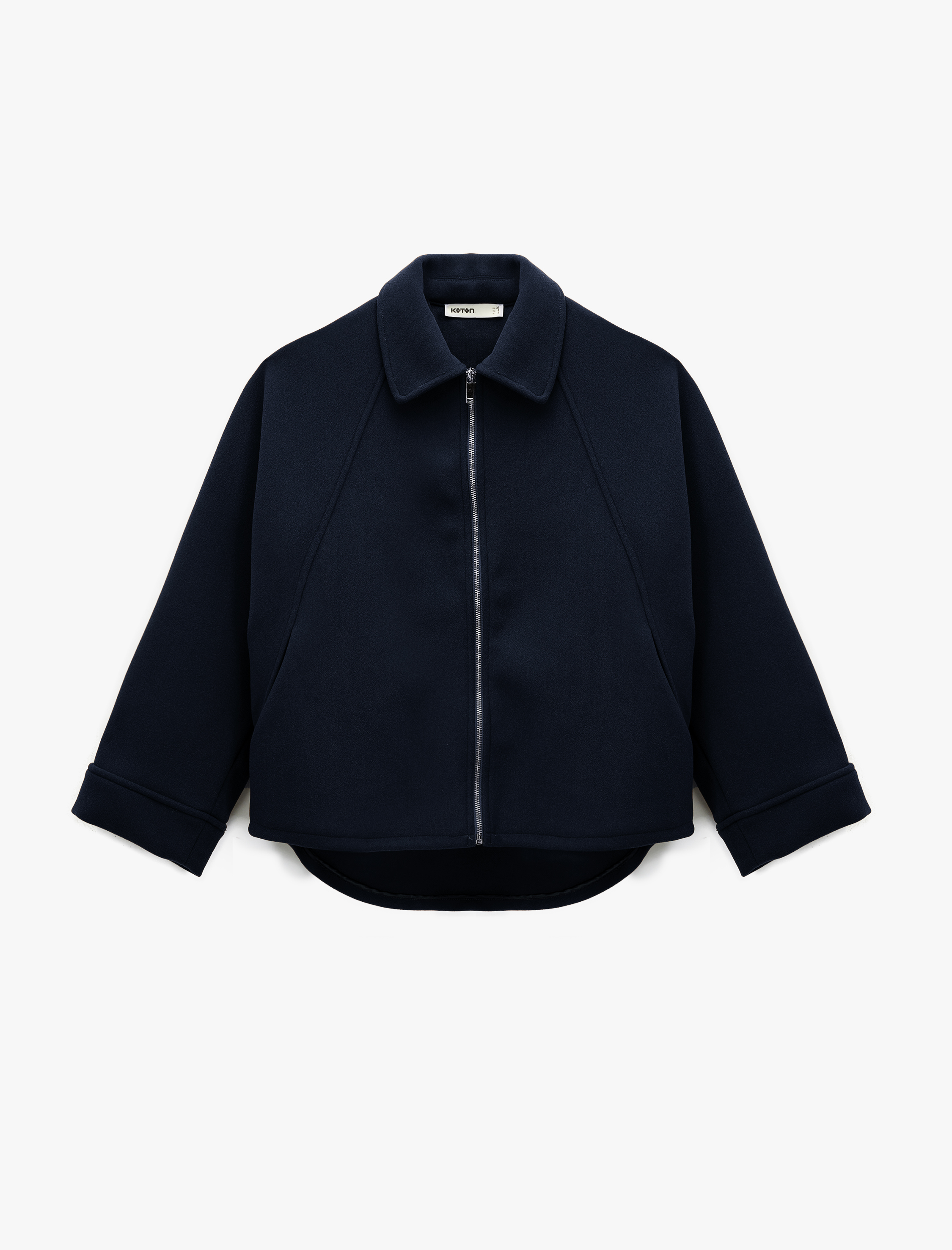   Uzun Kollu Fermuarlı Oversize Kaşe Ceket