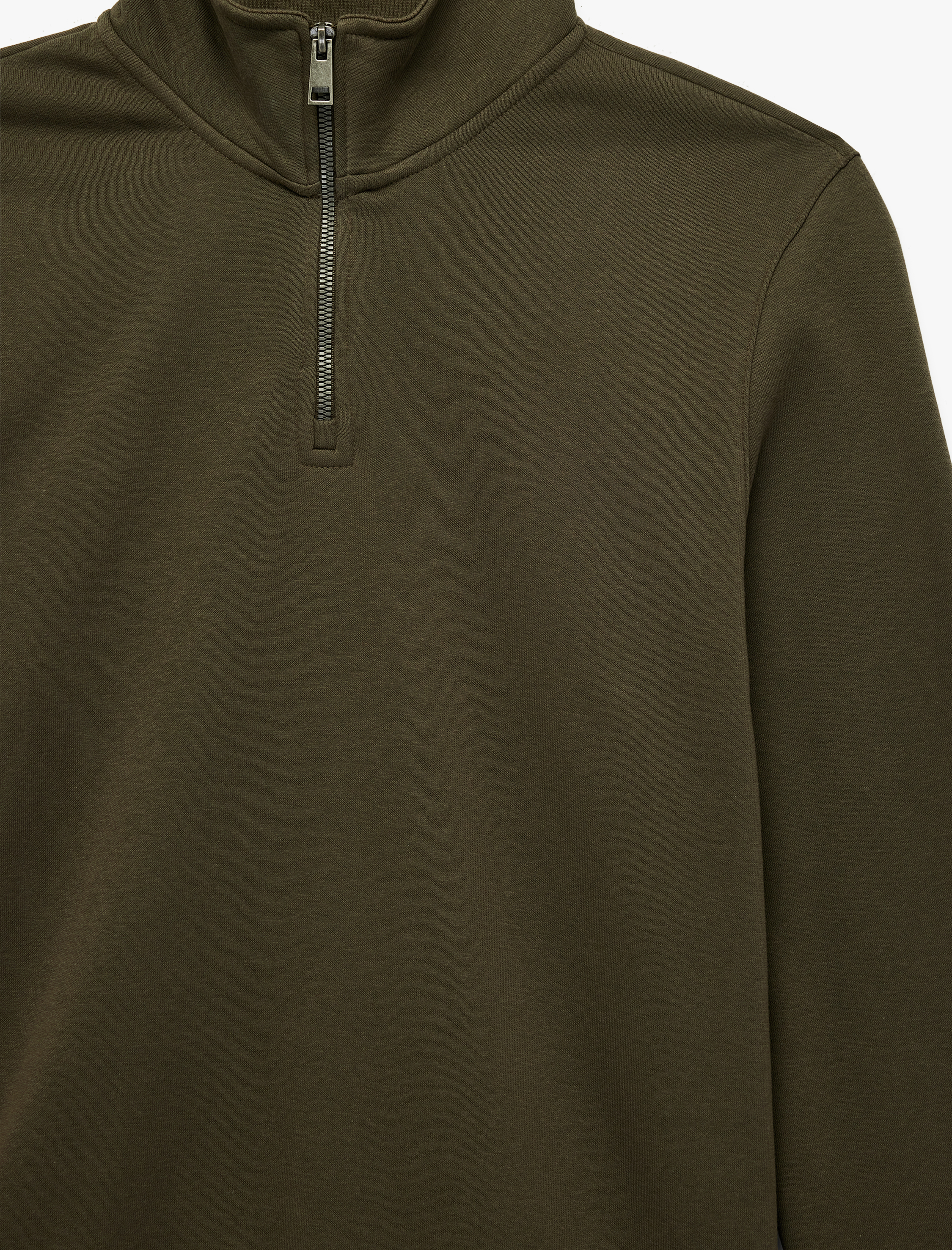   Uzun Kollu Şardonlu Basic Yarım Fermuarlı Sweatshirt