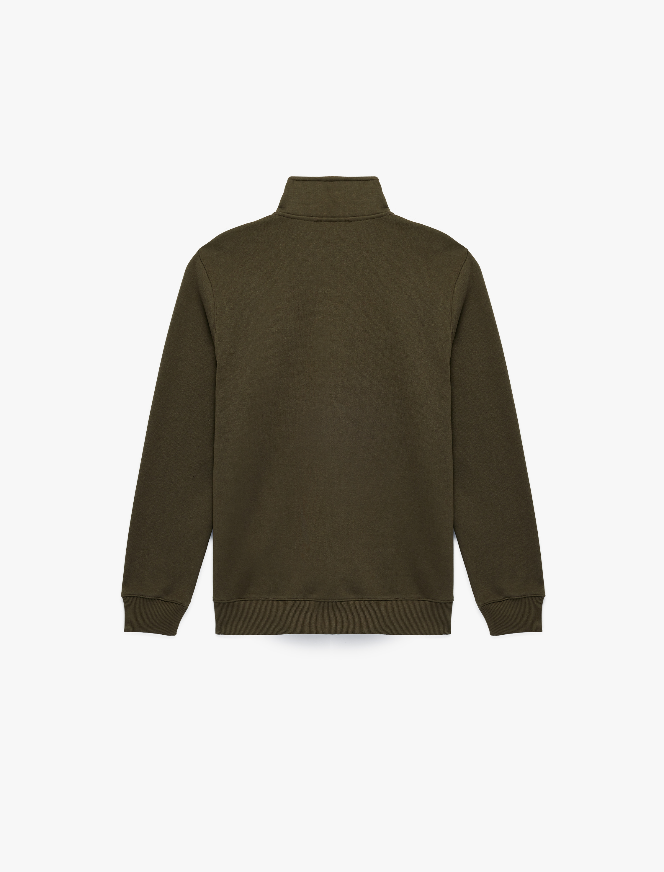   Uzun Kollu Şardonlu Basic Yarım Fermuarlı Sweatshirt