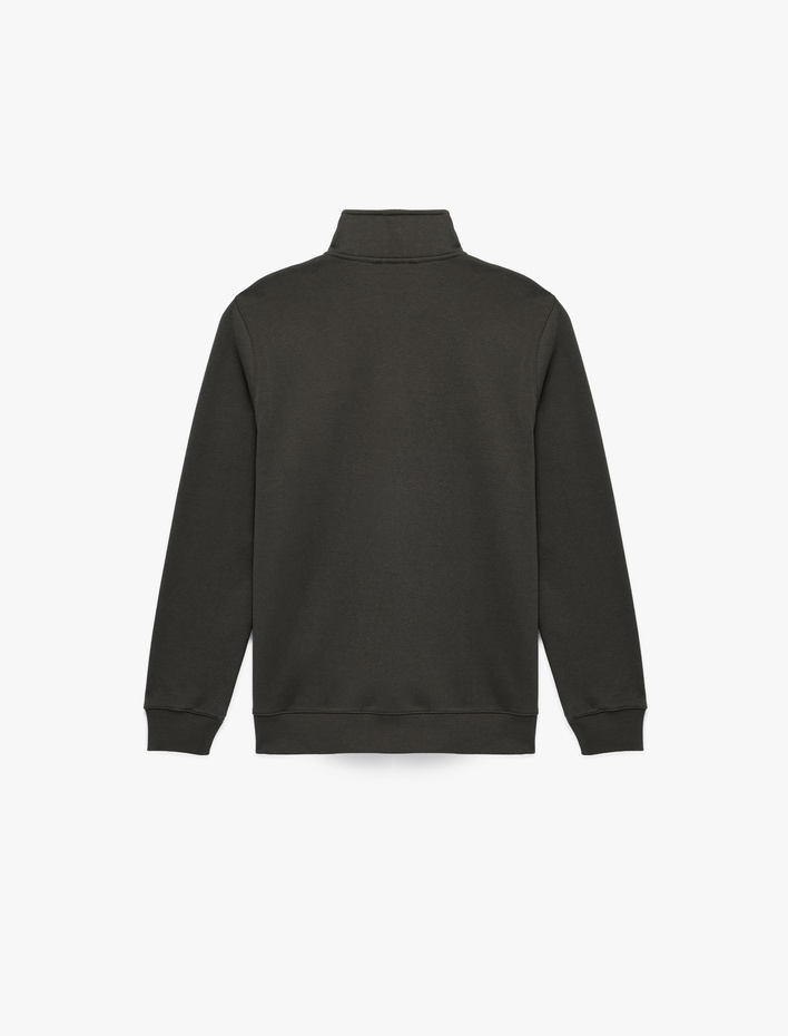  Uzun Kollu Şardonlu Basic Yarım Fermuarlı Sweatshirt