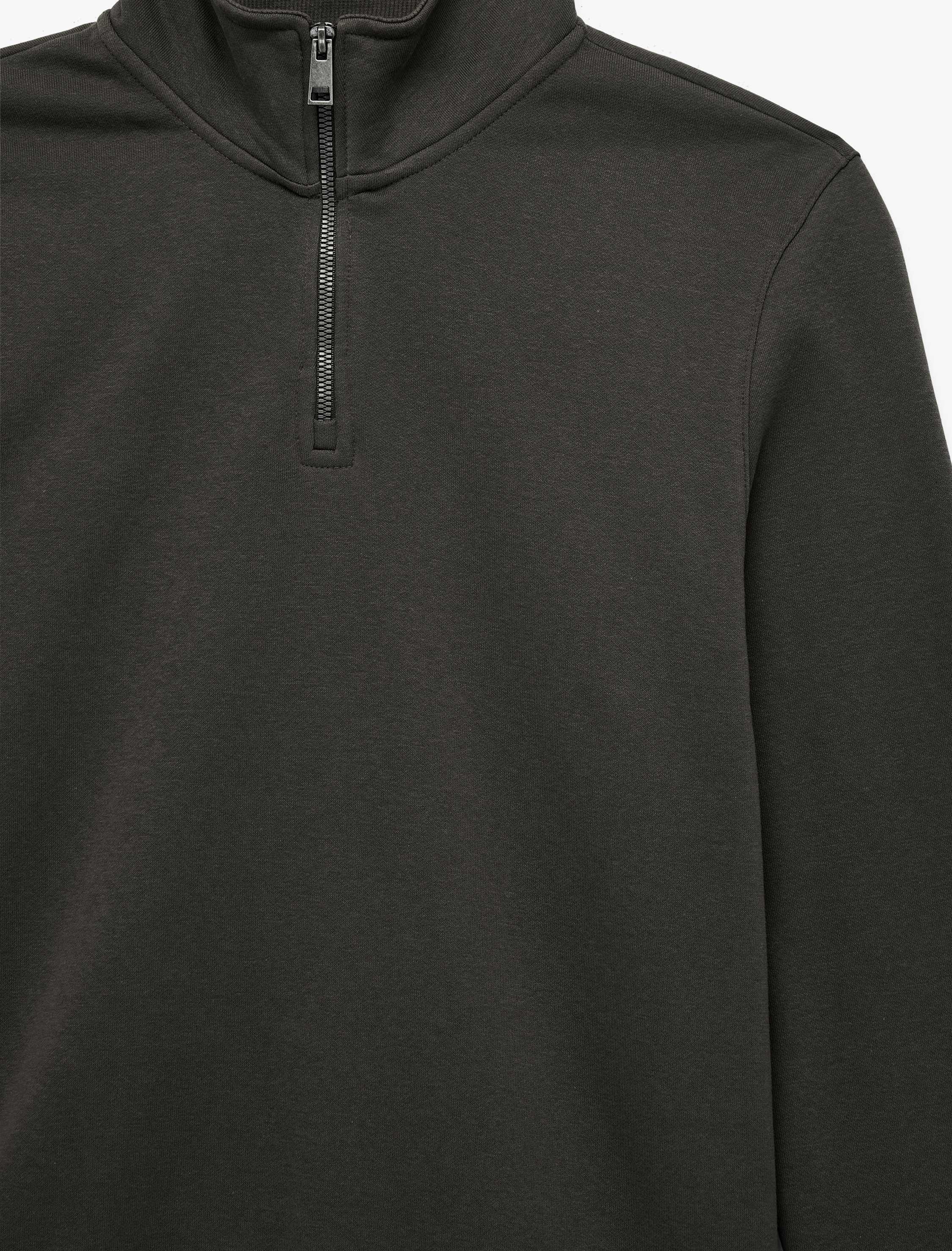   Uzun Kollu Şardonlu Basic Yarım Fermuarlı Sweatshirt