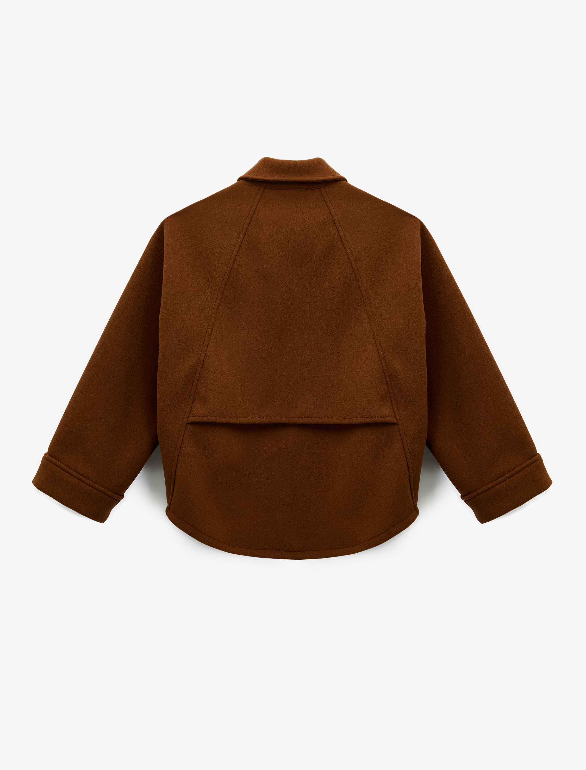   Uzun Kollu Fermuarlı Oversize Kaşe Ceket