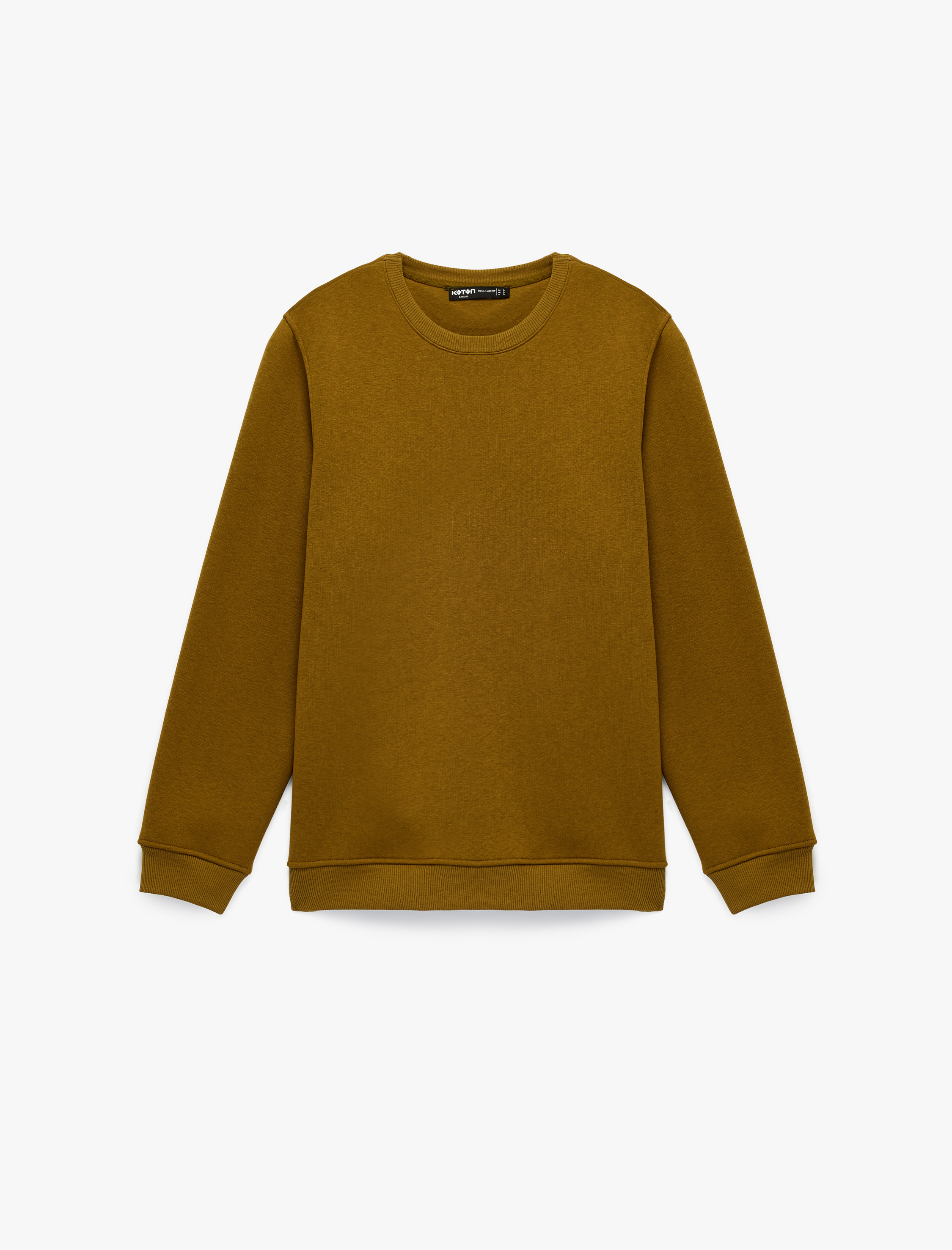   Pamuklu Uzun Kollu Şardonlu Bisiklet Yaka Erkek Basic Sweatshirt
