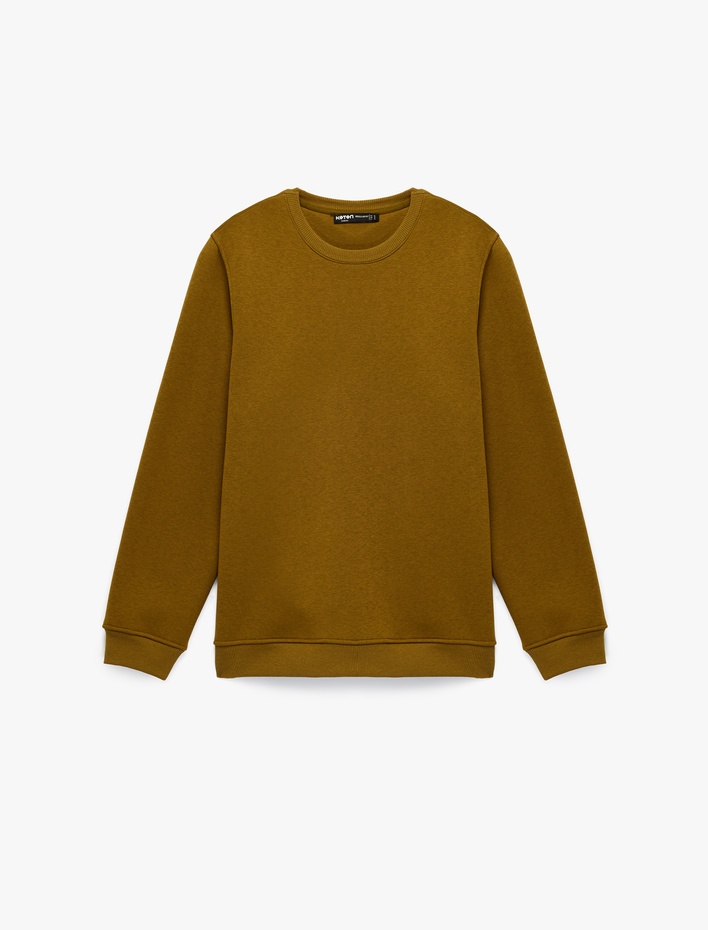  Pamuklu Uzun Kollu Şardonlu Bisiklet Yaka Erkek Basic Sweatshirt