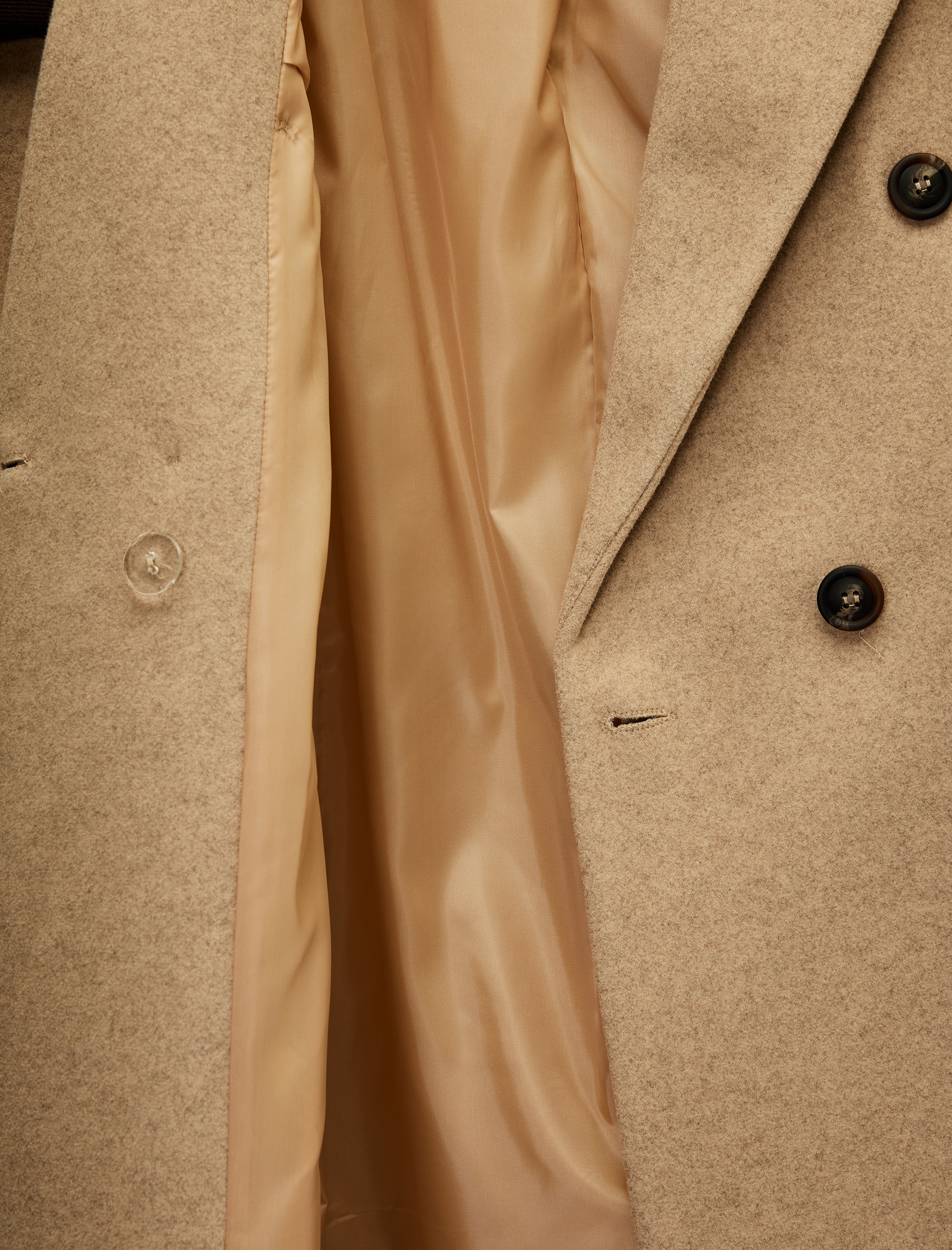   Cepli Uzun Kollu Kruvaze Düğmeli Kaşe Kaban