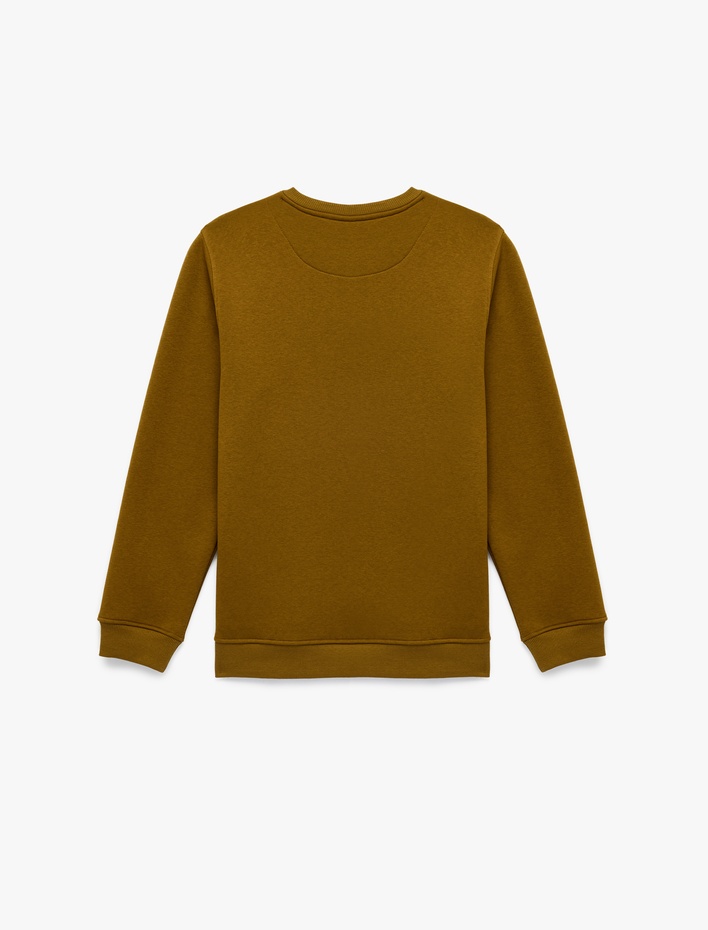  Pamuklu Uzun Kollu Şardonlu Bisiklet Yaka Erkek Basic Sweatshirt