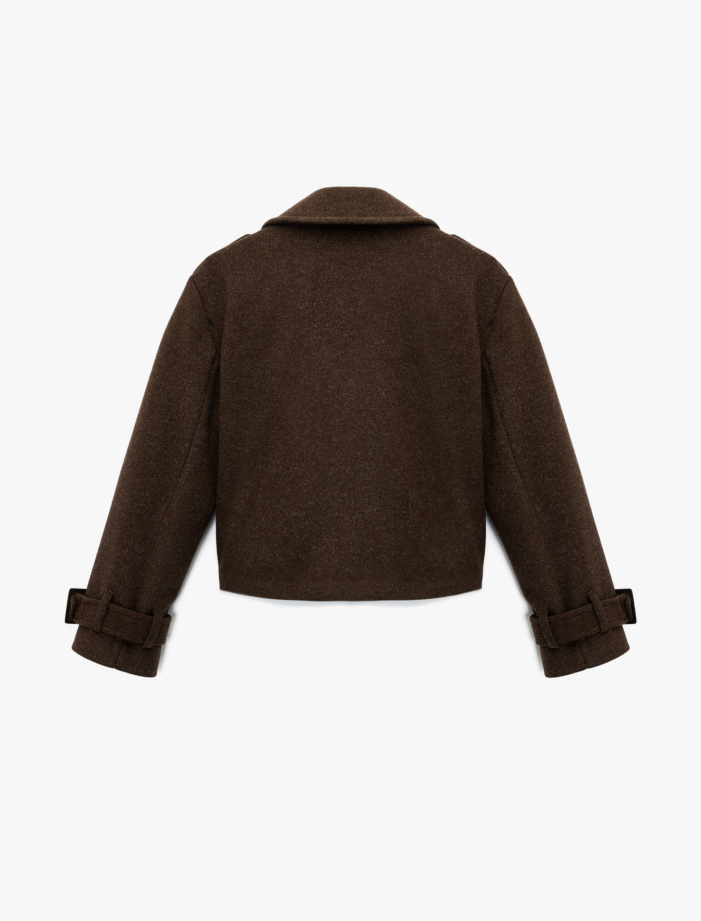   Cepli Düğmeli Uzun Kollu Kruvaze Kısa Kaşe Mont