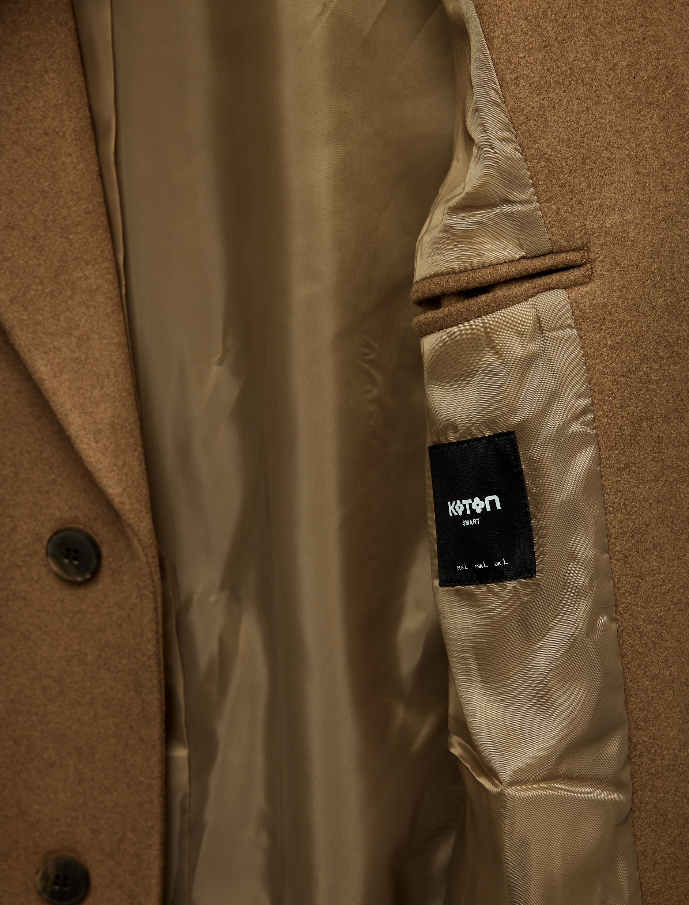   Regular Fit Cepli Mono Yaka Düğmeli Uzun Kaşe Kaban