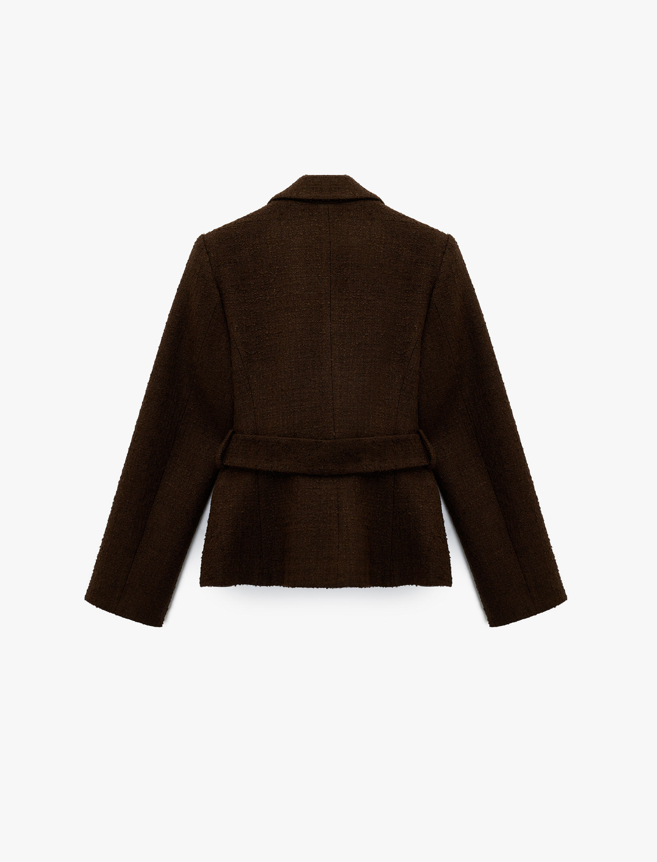   Uzun Kollu Kemer Detaylı Tüvit Blazer Ceket