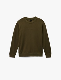 Regular Fit Uzun Kollu Bisiklet Yaka Baskılı Sweatshirt