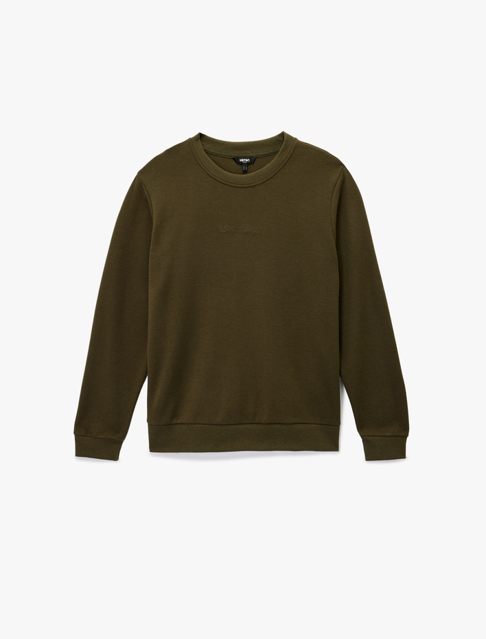  Regular Fit Uzun Kollu Bisiklet Yaka Baskılı Sweatshirt