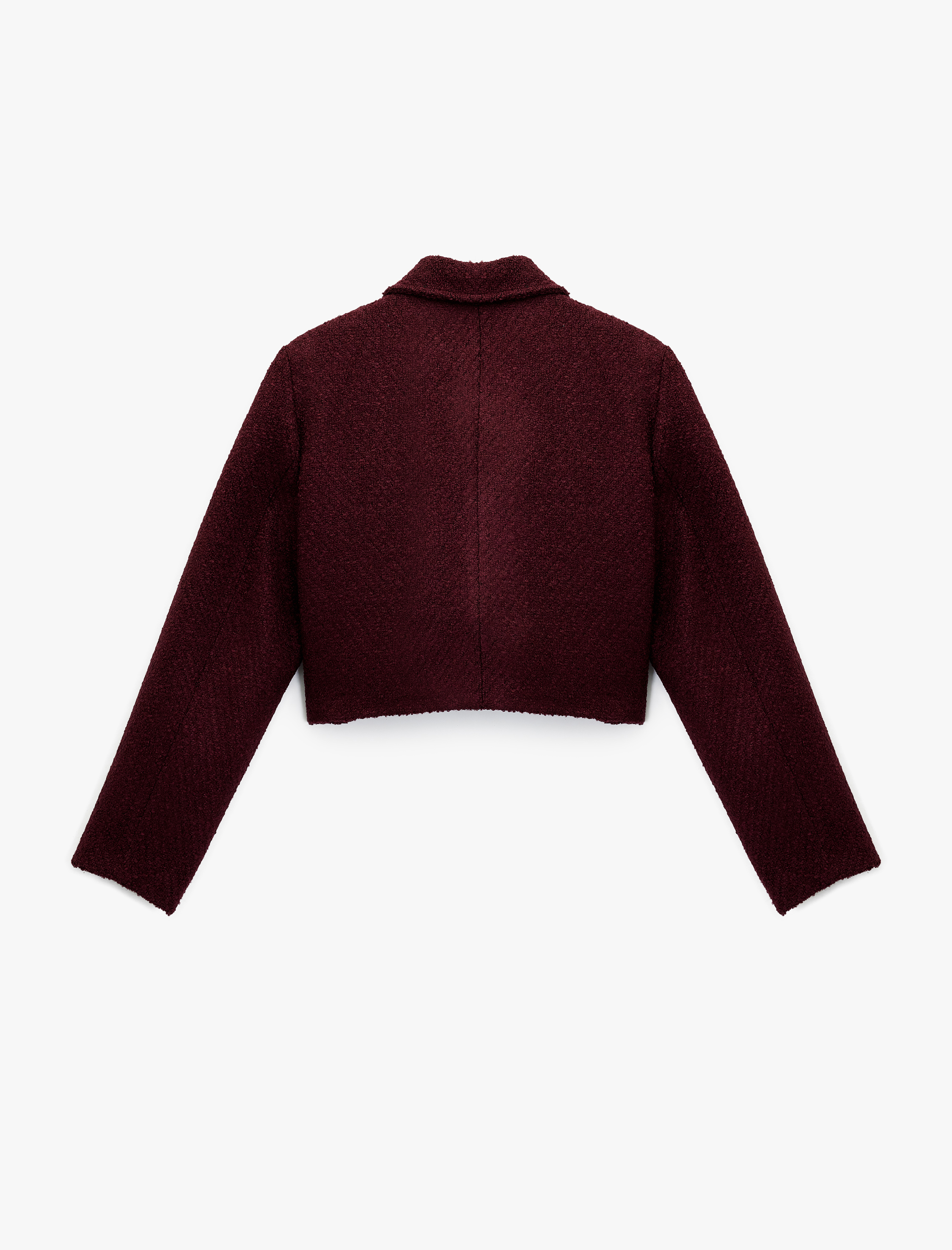   Mücevher Düğme Detaylı Uzun Kollu Cepli Crop Tüvit Ceket