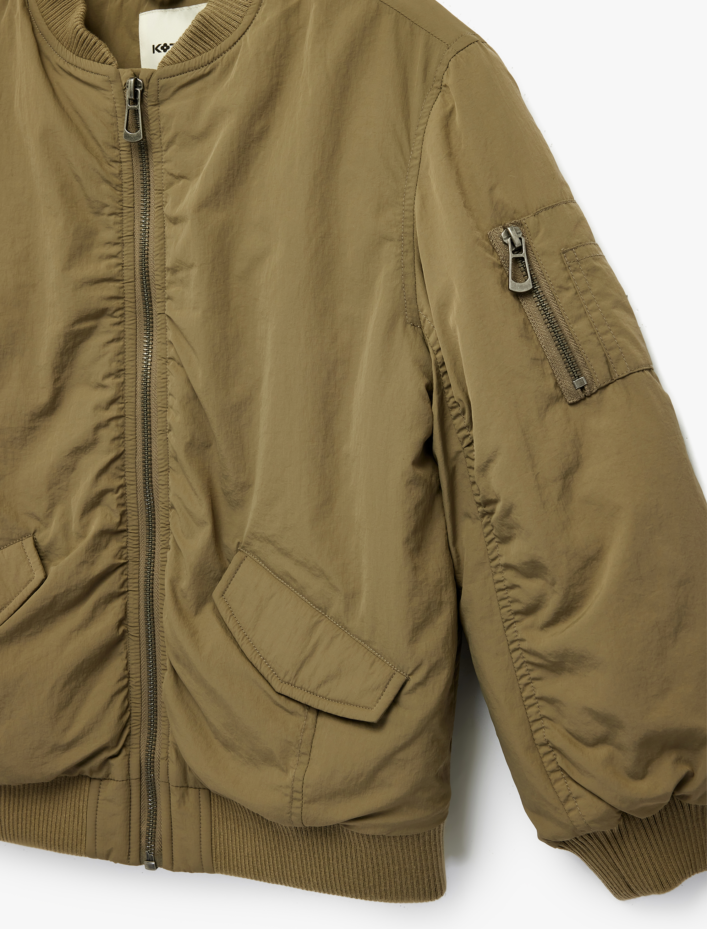  Kız Çocuk Uzun Kollu Cep Detaylı Kolej Yaka Bomber Ceket