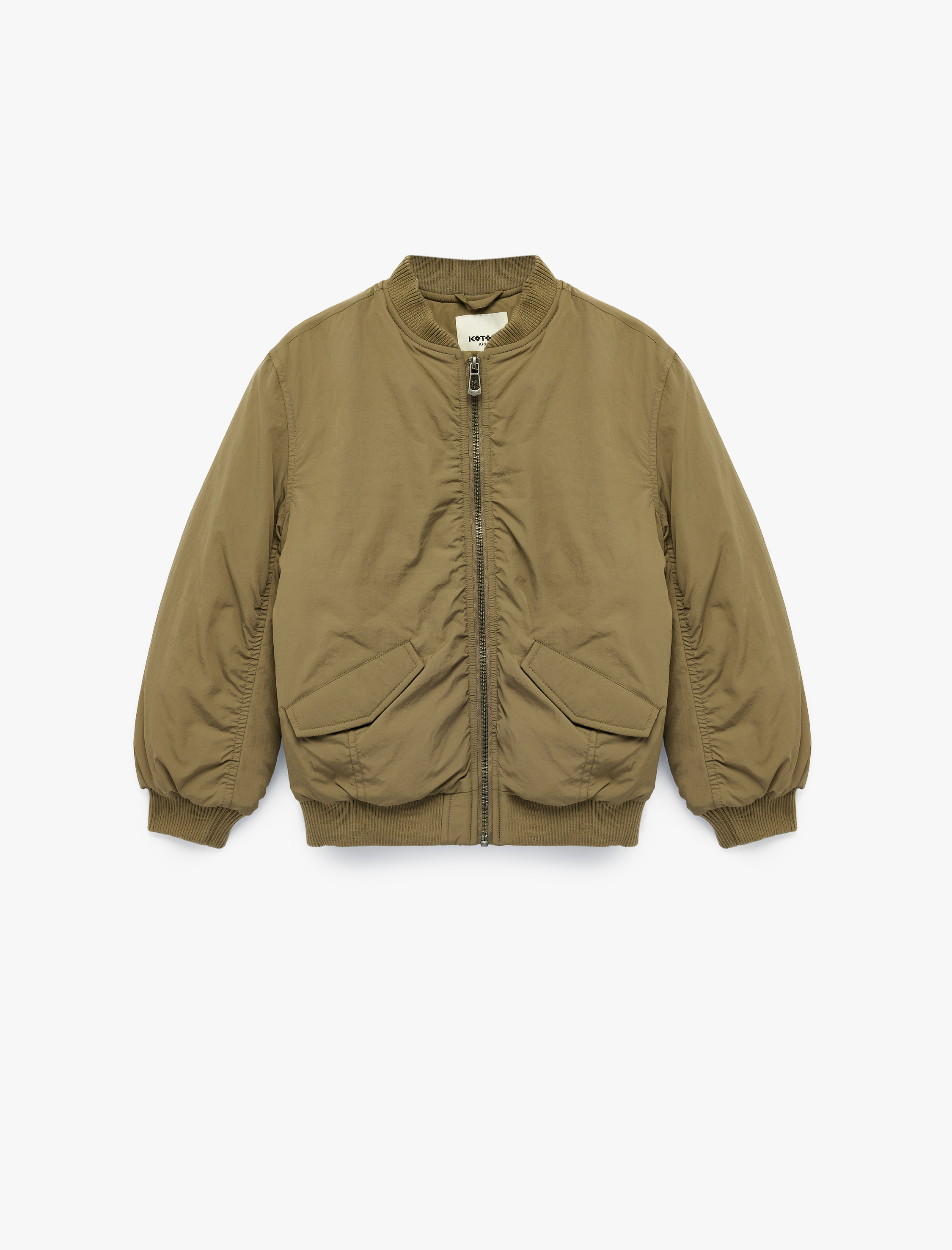  Kız Çocuk Uzun Kollu Cep Detaylı Kolej Yaka Bomber Ceket