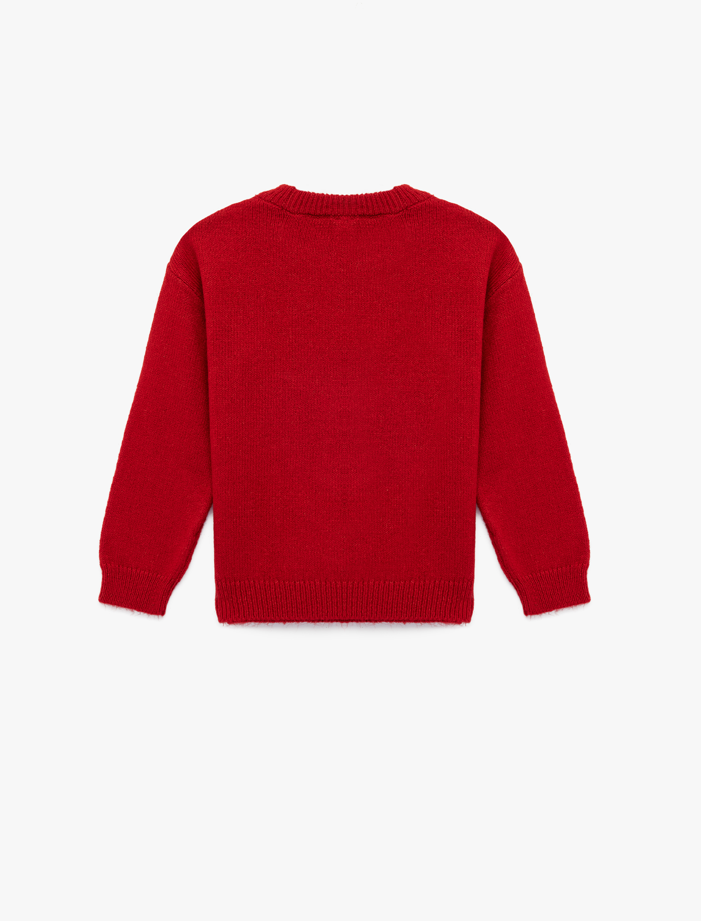  Kız Çocuk Bisiklet Yaka Uzun Kollu Geyik Desenli Triko Kazak