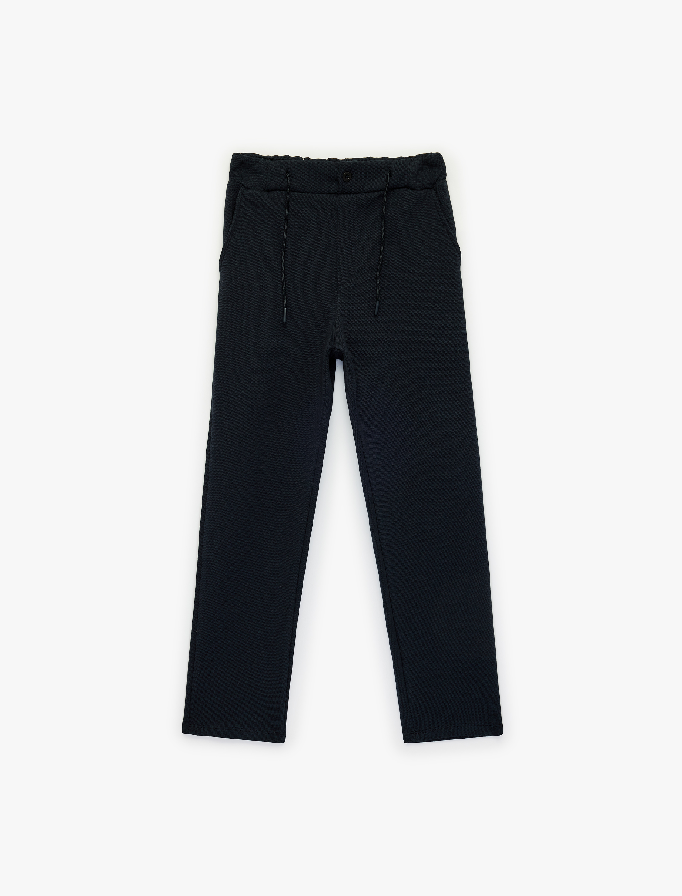  Erkek Çocuk Fermuarlı Cepli Pamuklu Beli Bağcıklı Basic Eşofman Altı