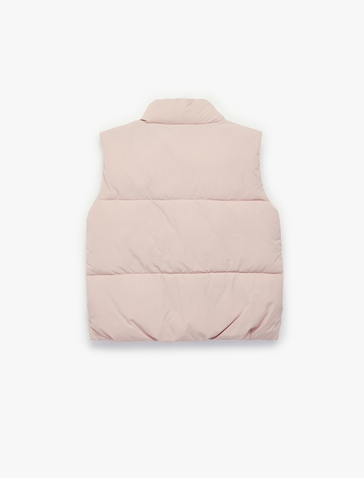 Kız Çocuk Dik Yaka Kolsuz Bol Kesim Şişme Yelek