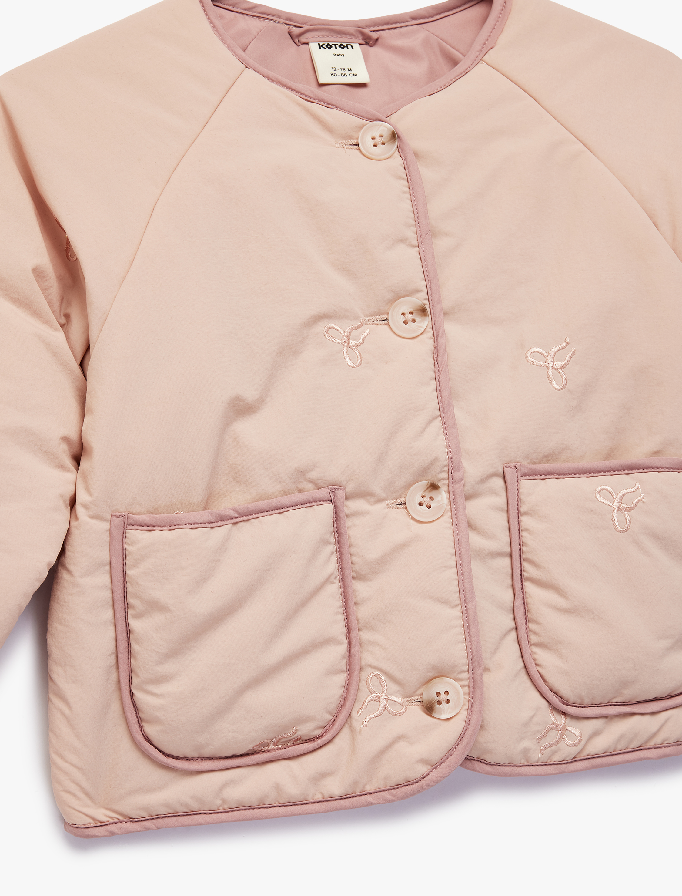  Kız Bebek Uzun Kollu Bisiklet Yaka Cepli Mevsimlik Ceket