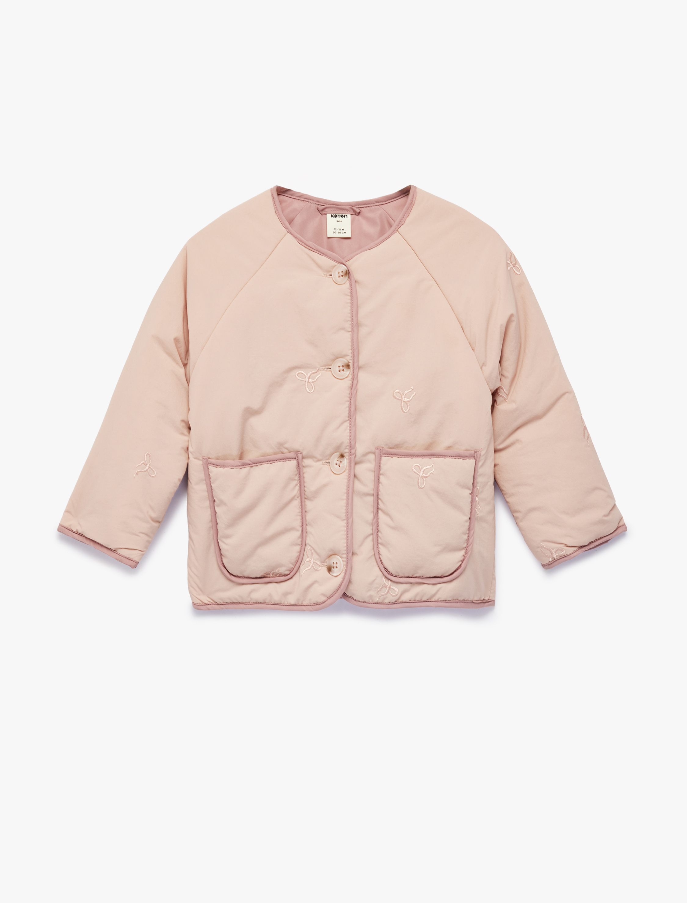 Kız Bebek Uzun Kollu Bisiklet Yaka Cepli Mevsimlik Ceket