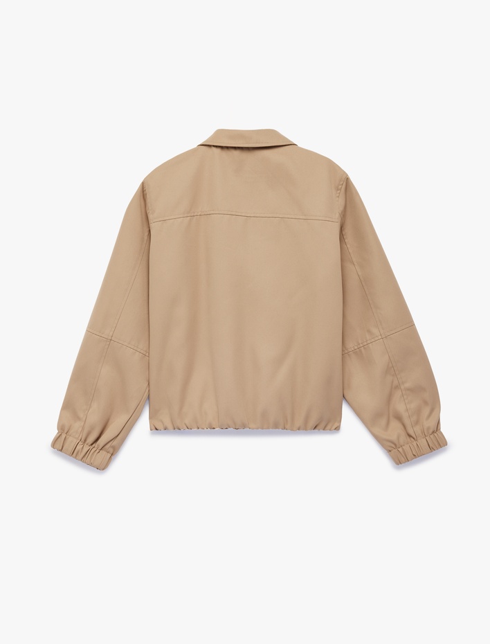 Kız Çocuk Uzun Kollu Cepli Fermuar Detaylı Ceket