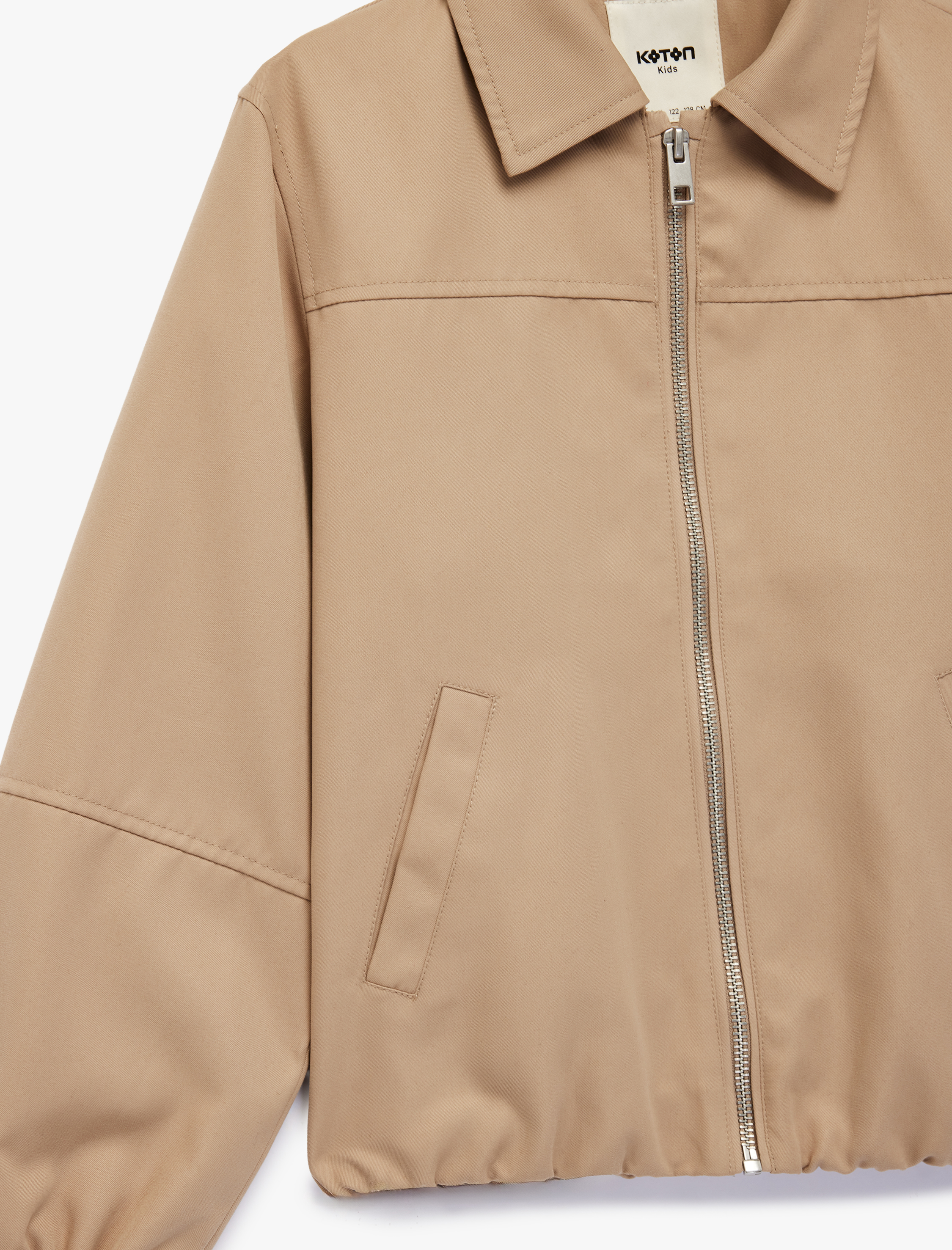  Kız Çocuk Uzun Kollu Cepli Fermuar Detaylı Ceket