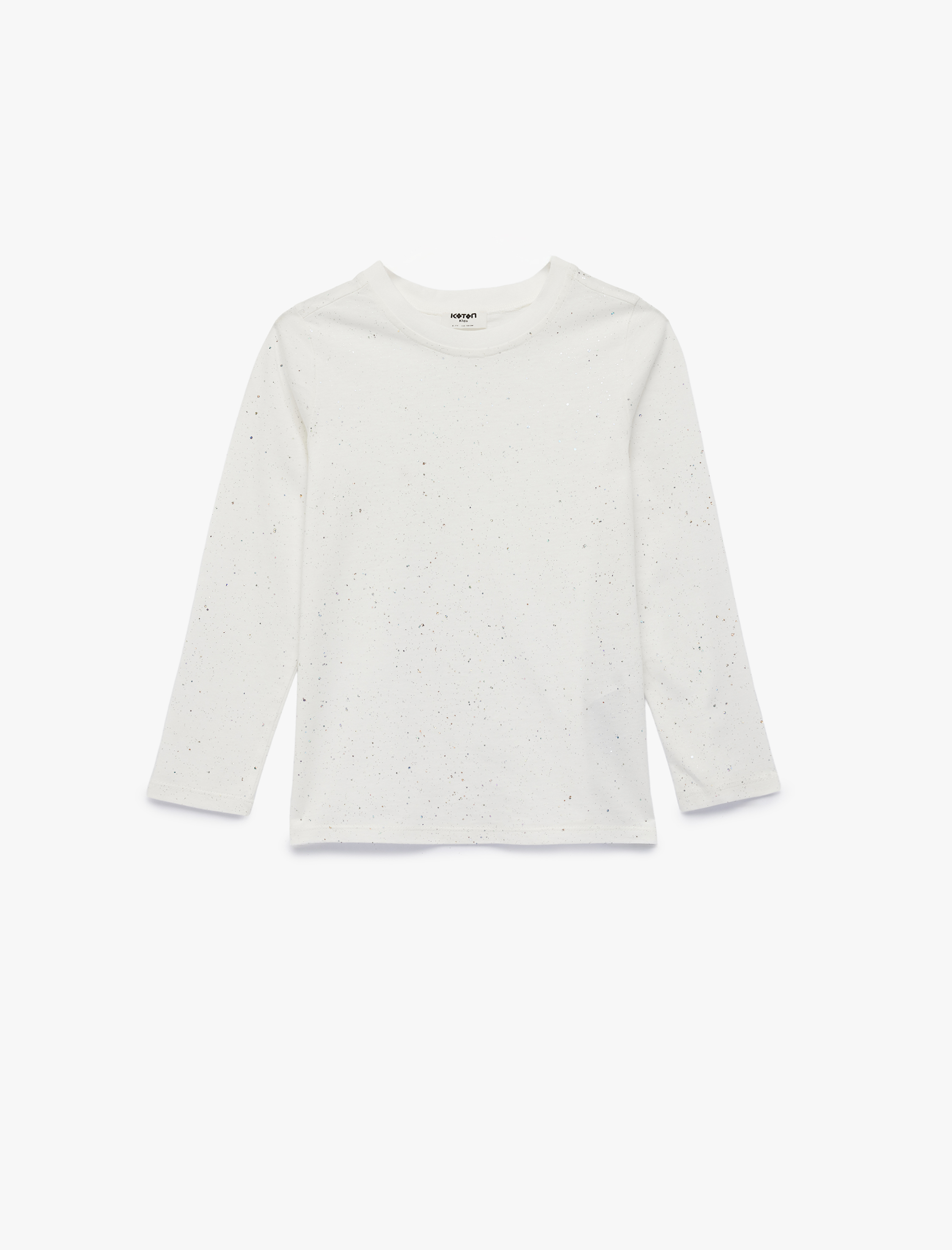  Kız Çocuk Pamuklu Sim Detaylı Uzun Kollu Bisiklet Yaka Tişört