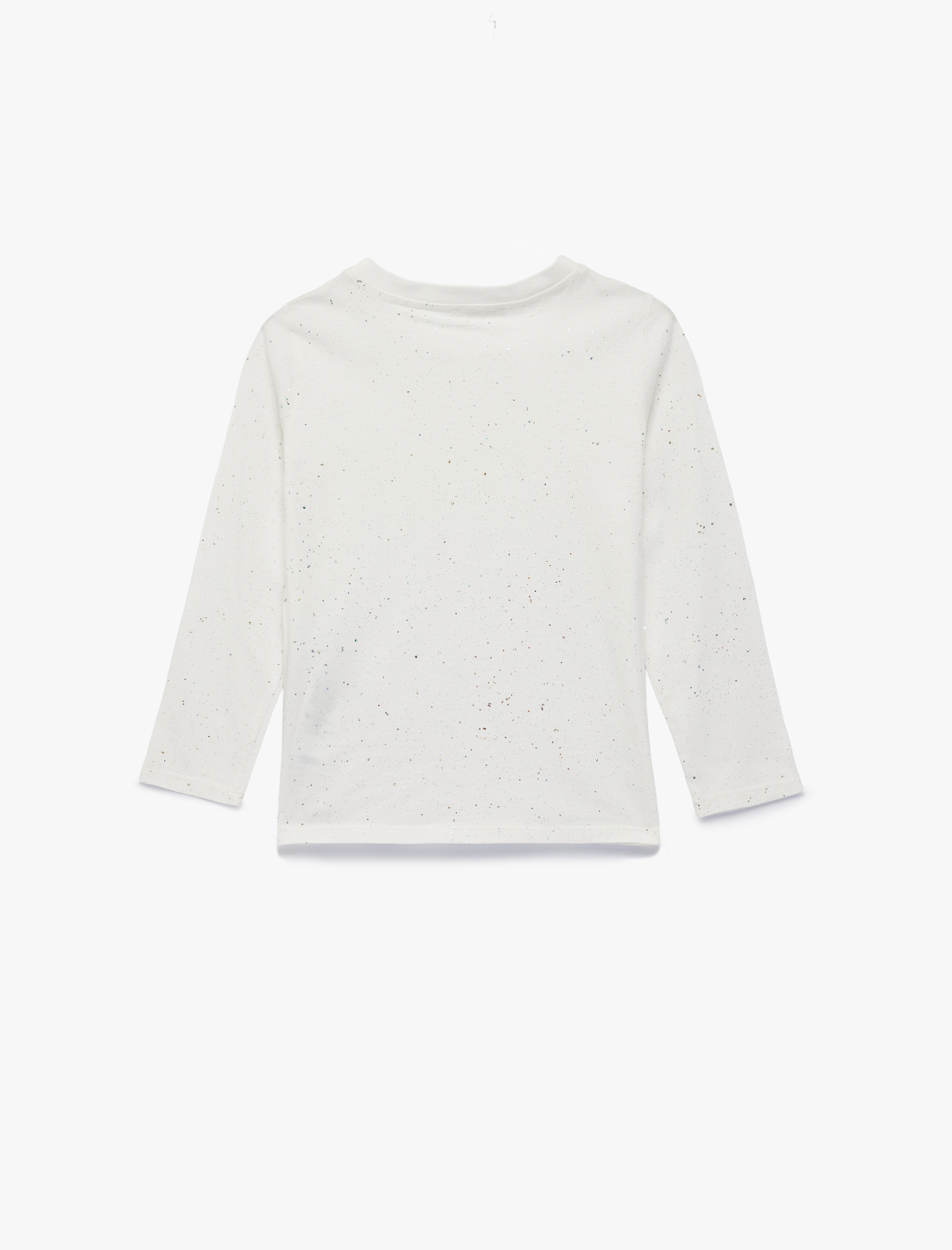  Kız Çocuk Pamuklu Sim Detaylı Uzun Kollu Bisiklet Yaka Tişört