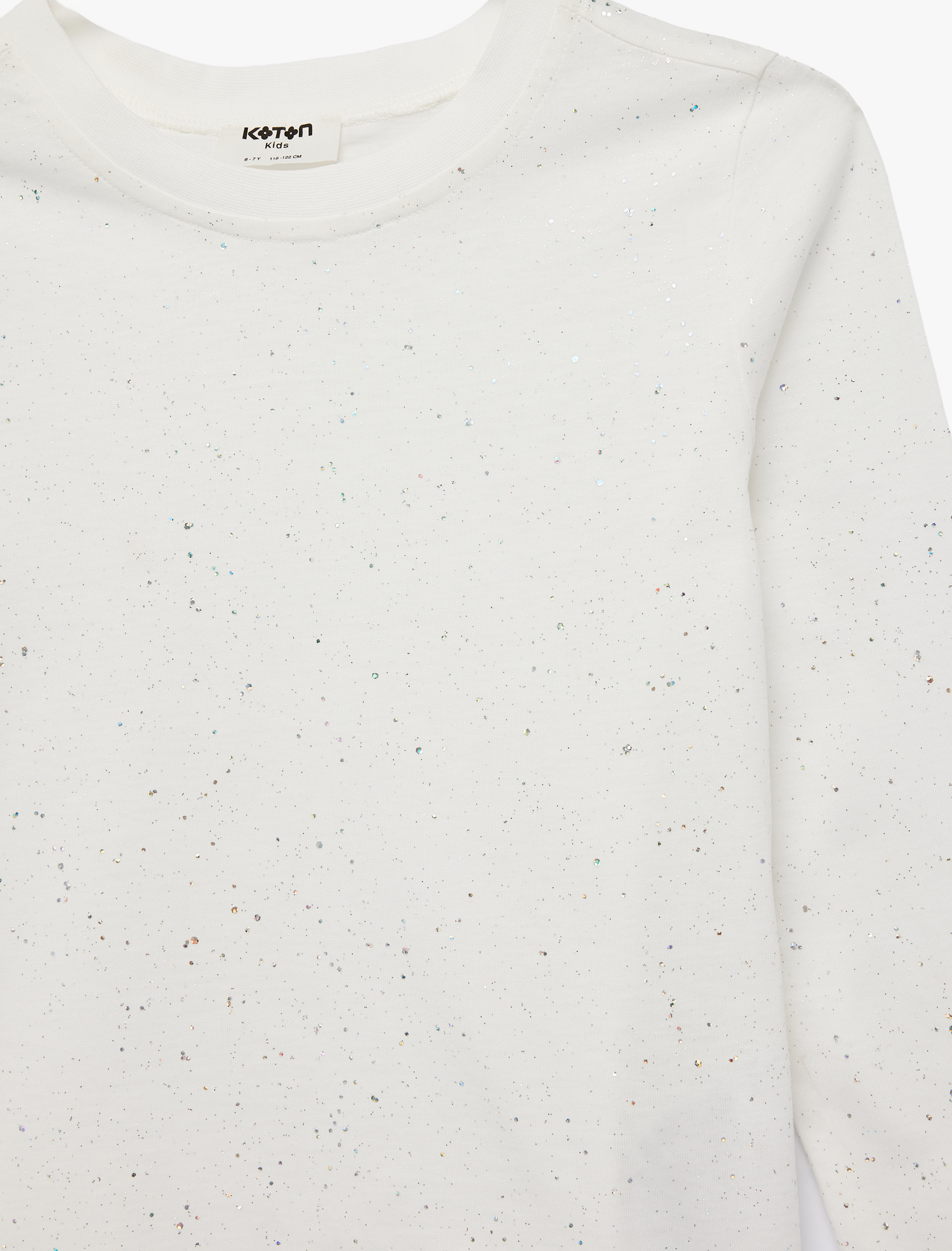  Kız Çocuk Pamuklu Sim Detaylı Uzun Kollu Bisiklet Yaka Tişört