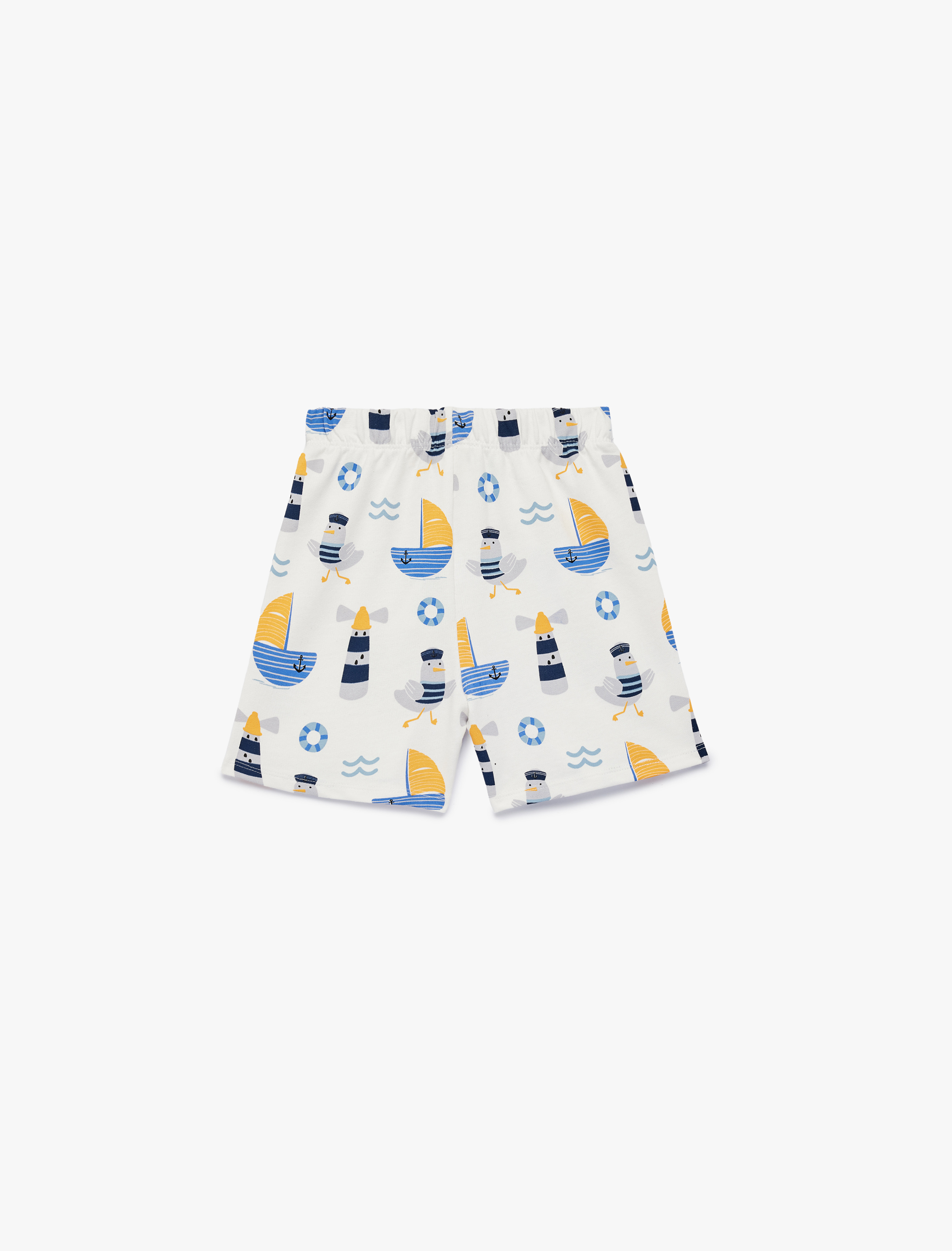  Erkek Bebek Pamuklu Beli Bağcıklı Baskılı Şort