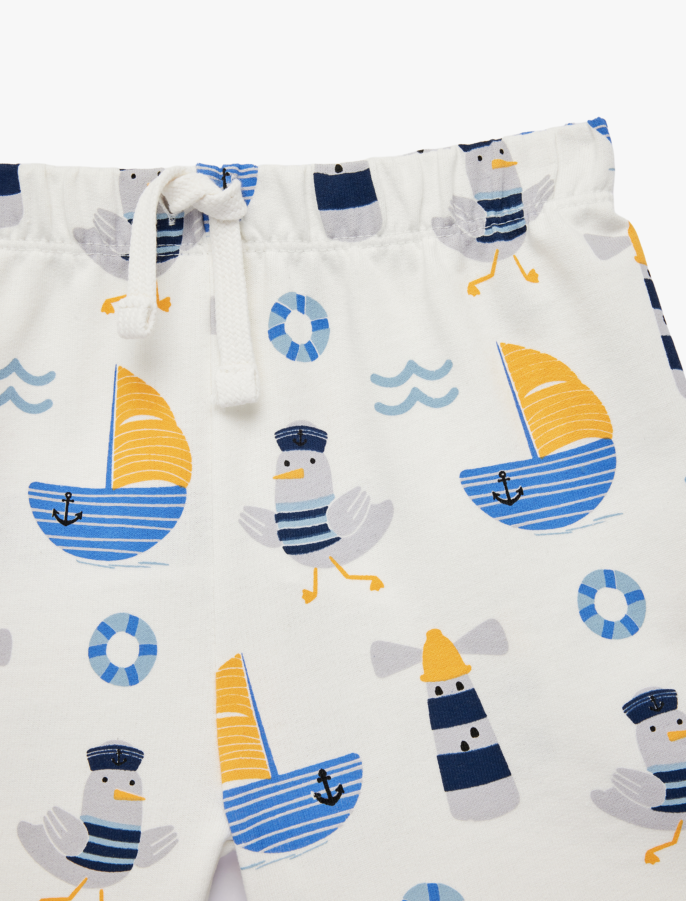  Erkek Bebek Pamuklu Beli Bağcıklı Baskılı Şort