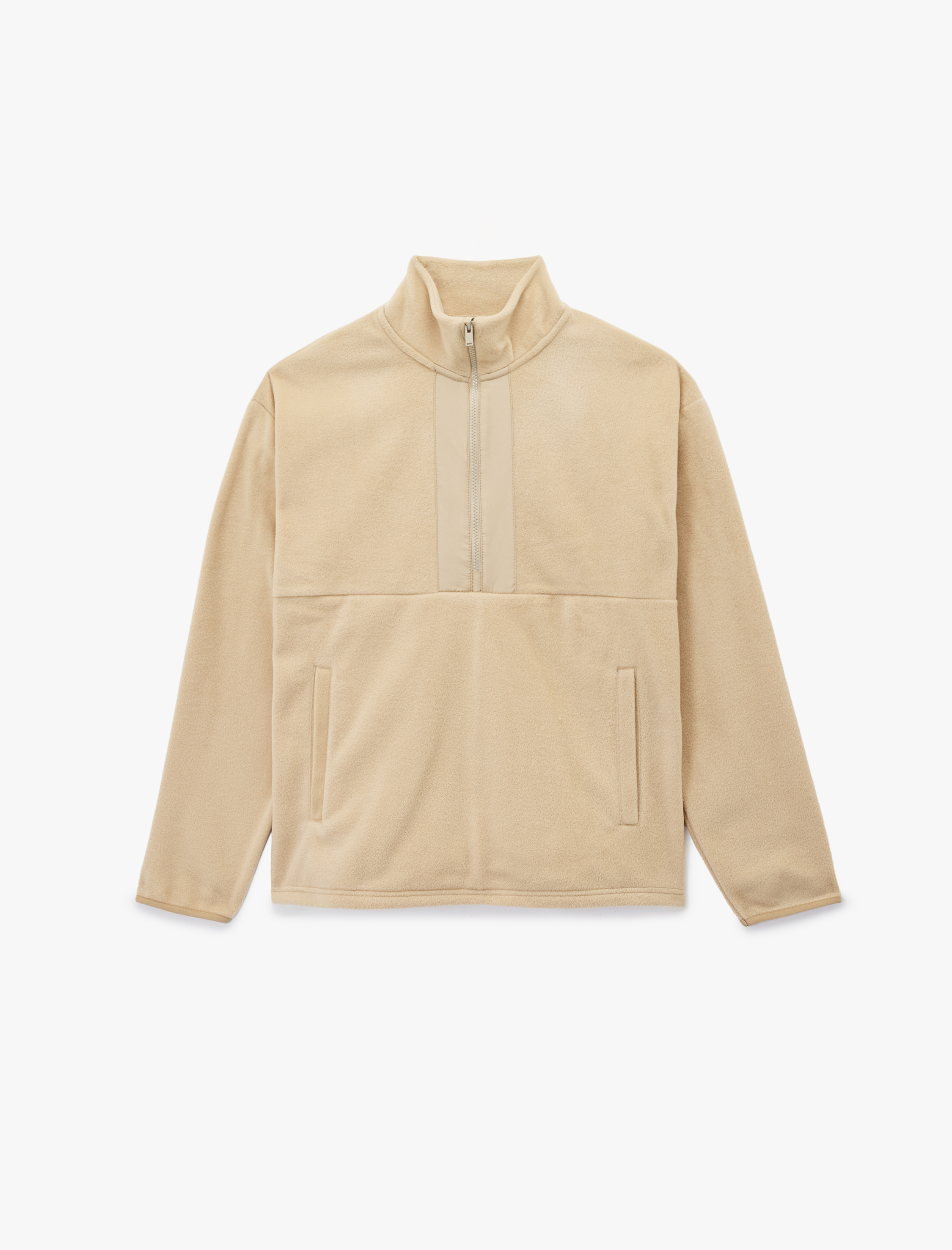   Uzun Kollu Cepli Yarım Fermuarlı Polar Sweatshirt