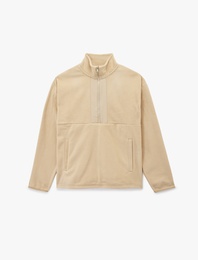 Uzun Kollu Cepli Yarım Fermuarlı Polar Sweatshirt