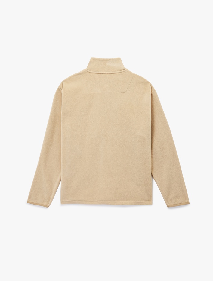  Uzun Kollu Cepli Yarım Fermuarlı Polar Sweatshirt
