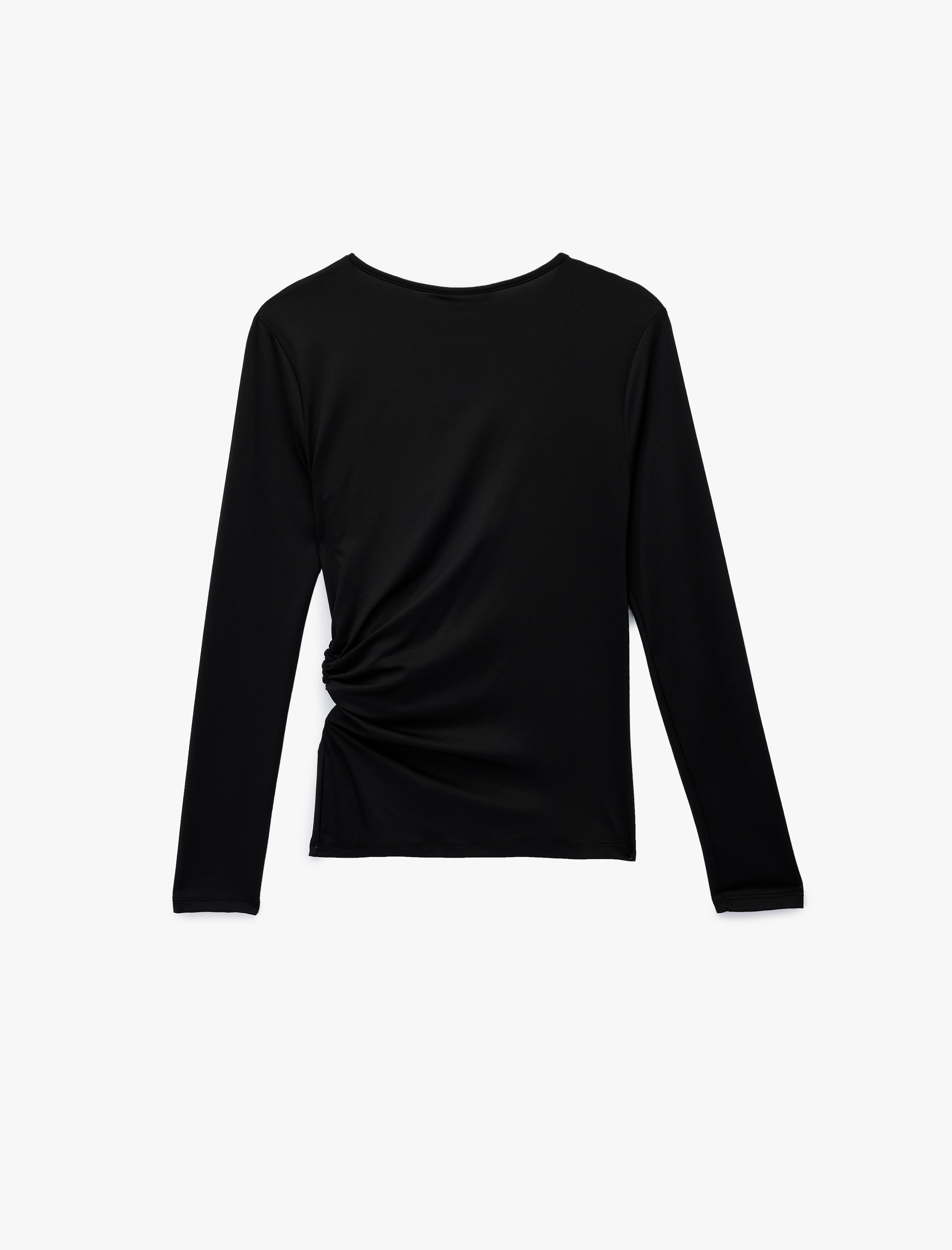   Slim Fit Uzun Kollu Bisiklet Yaka Metal Aksesuarlı Tişört