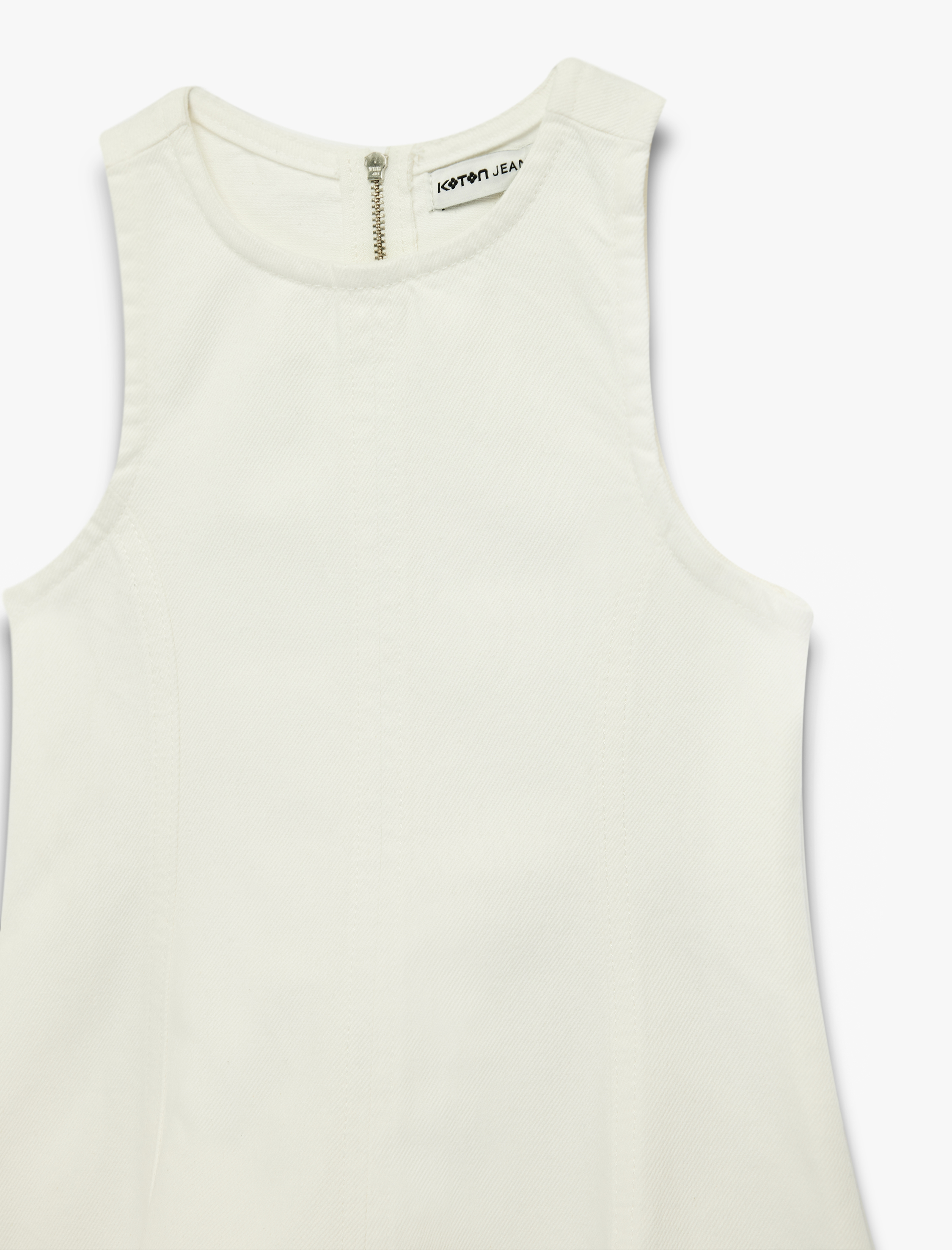  Kız Çocuk Pamuklu Kolsuz Bisiklet Yaka Denim Elbise