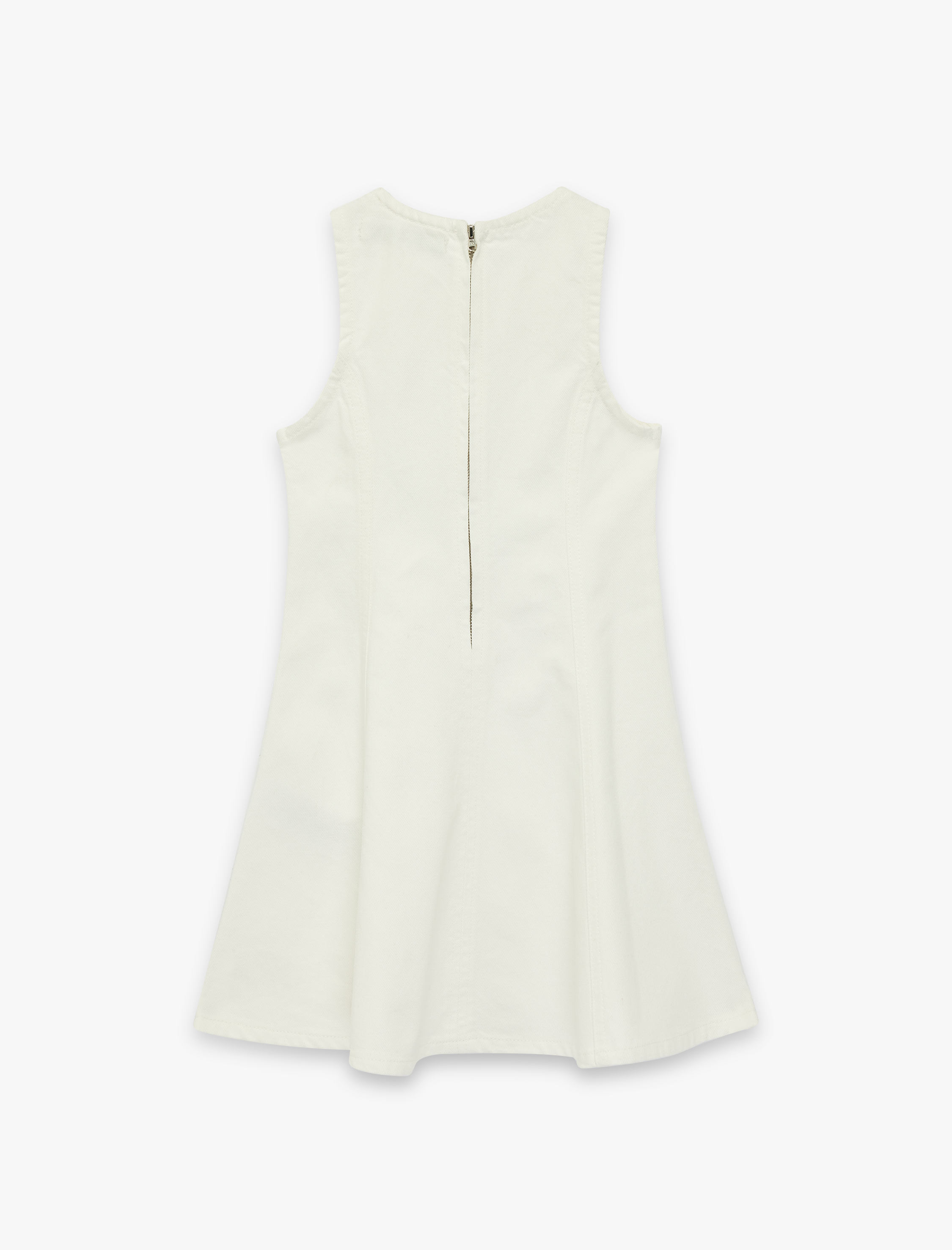  Kız Çocuk Pamuklu Kolsuz Bisiklet Yaka Denim Elbise