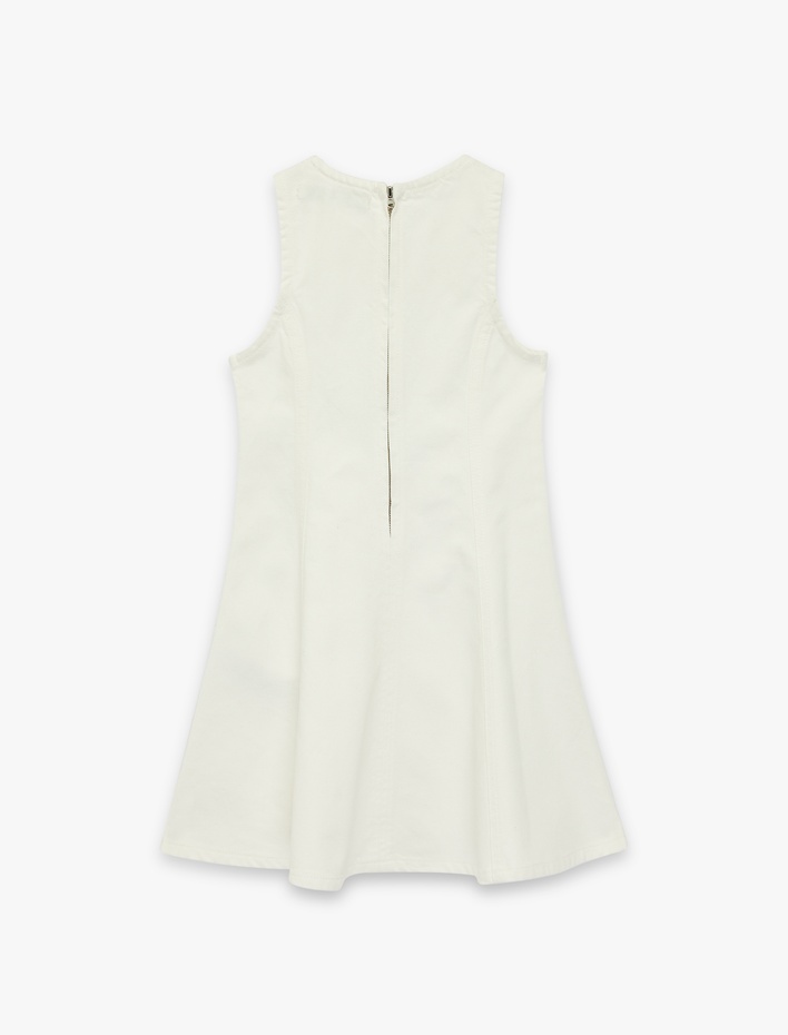 Kız Çocuk Pamuklu Kolsuz Bisiklet Yaka Denim Elbise