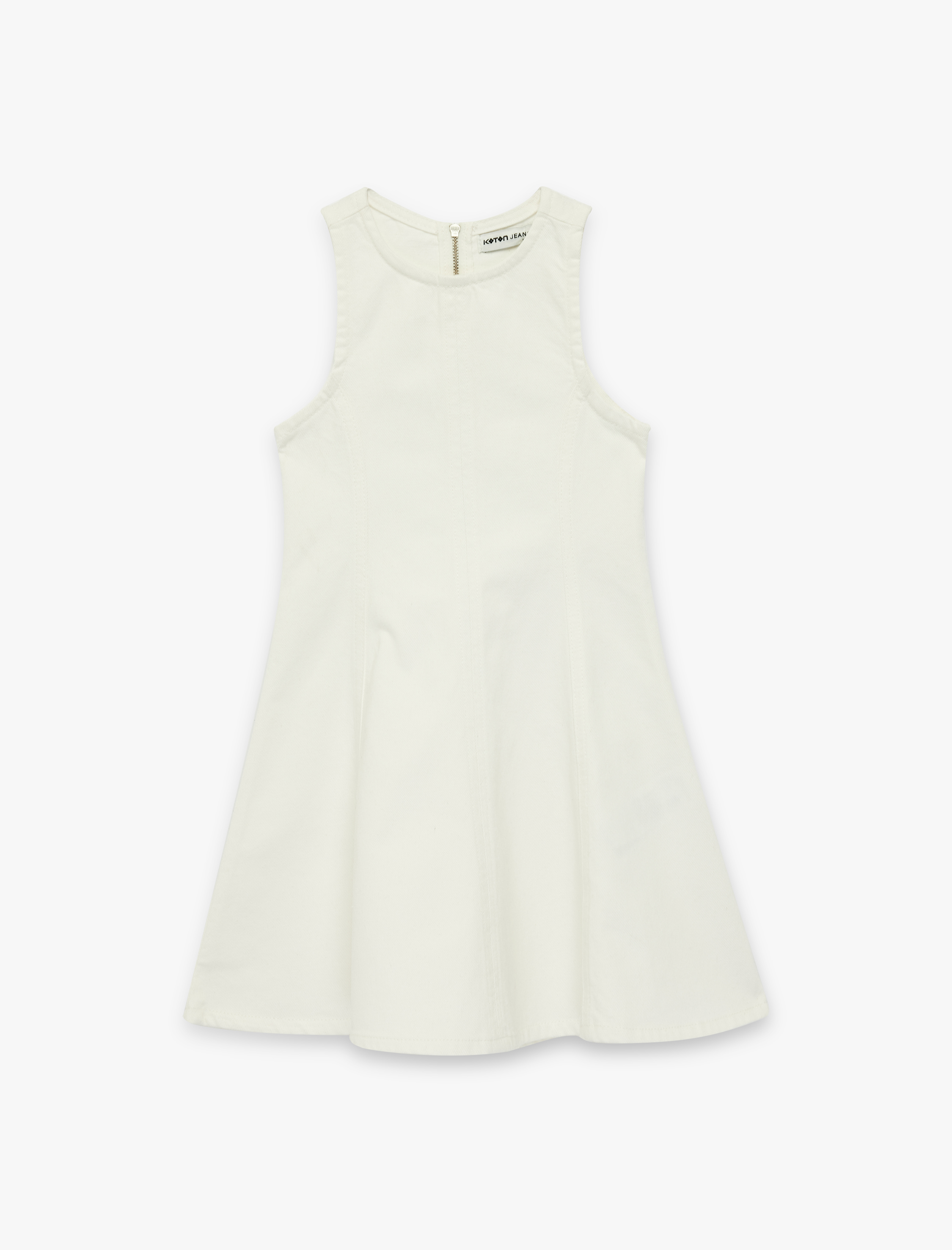  Kız Çocuk Pamuklu Kolsuz Bisiklet Yaka Denim Elbise