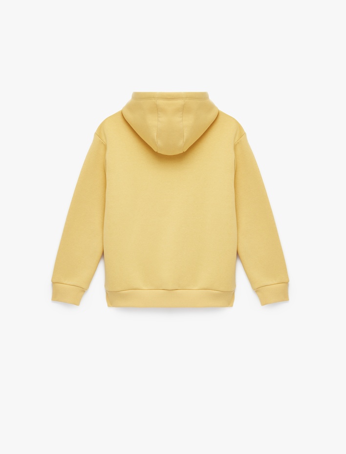 Erkek Çocuk Baskılı Uzun Kollu Pamuk Karışımlı Kapşonlu Sweatshirt