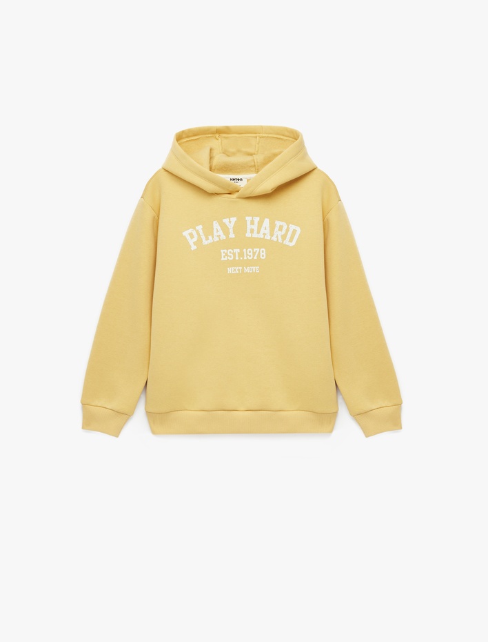 Erkek Çocuk Baskılı Uzun Kollu Pamuk Karışımlı Kapşonlu Sweatshirt