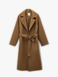 Kemerli Uzun Kaşe Kaban Cepli Uzun Kollu